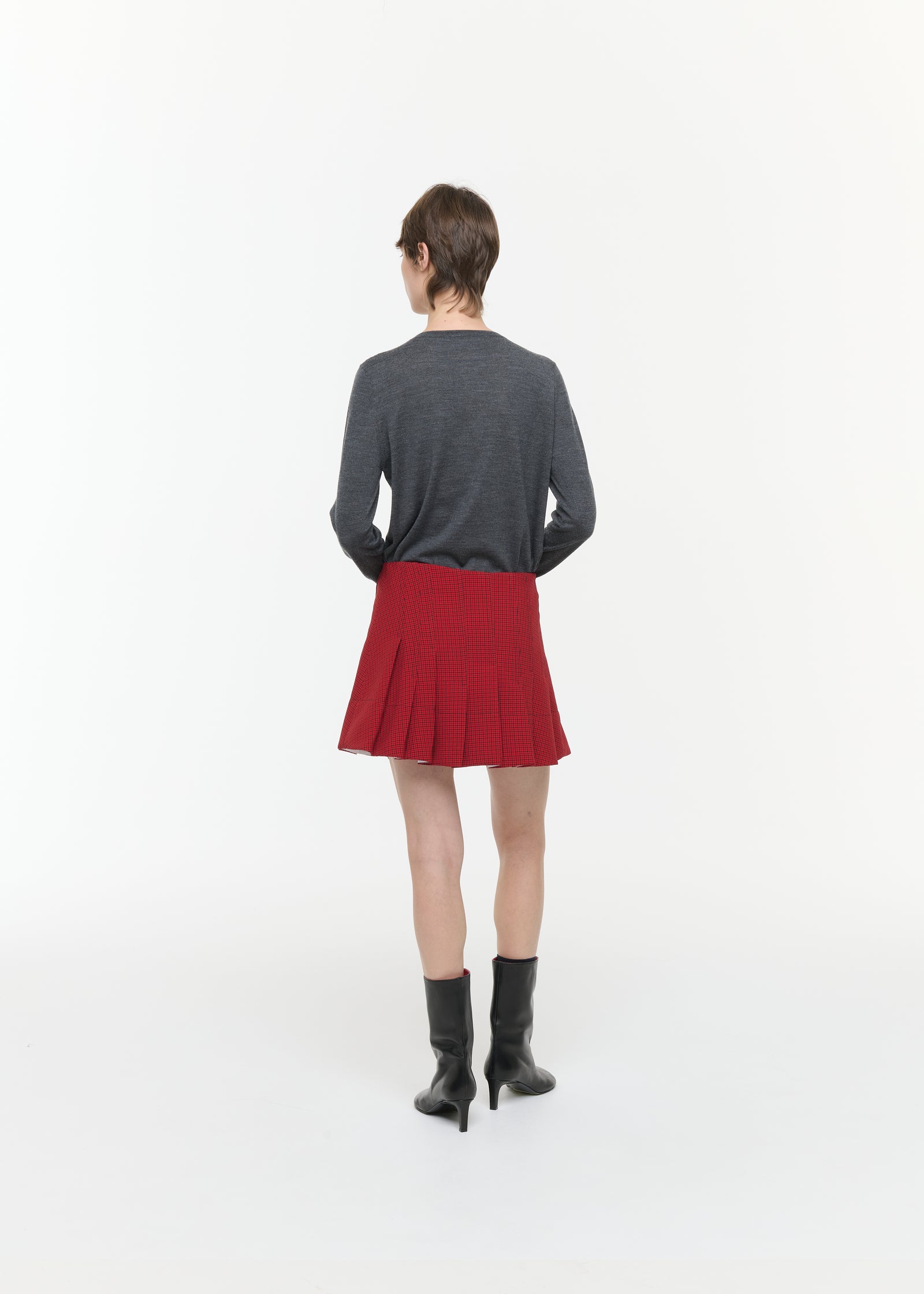 PLEATED MINI SKIRT WITH MICROCHECK