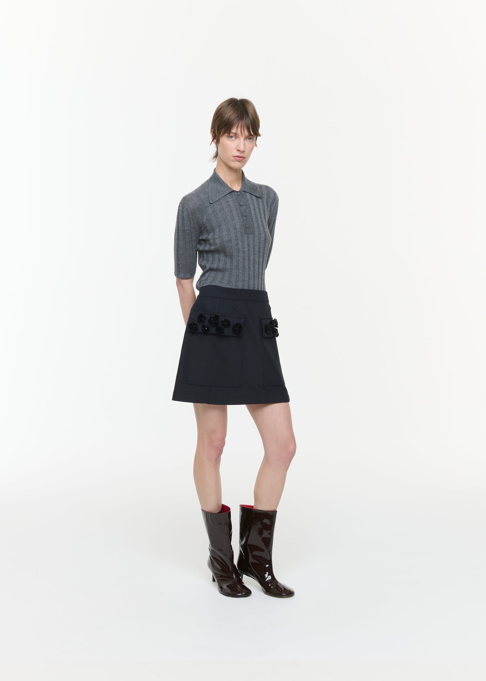 MINI SKIRT WITH EMBROIDERED POCKETS