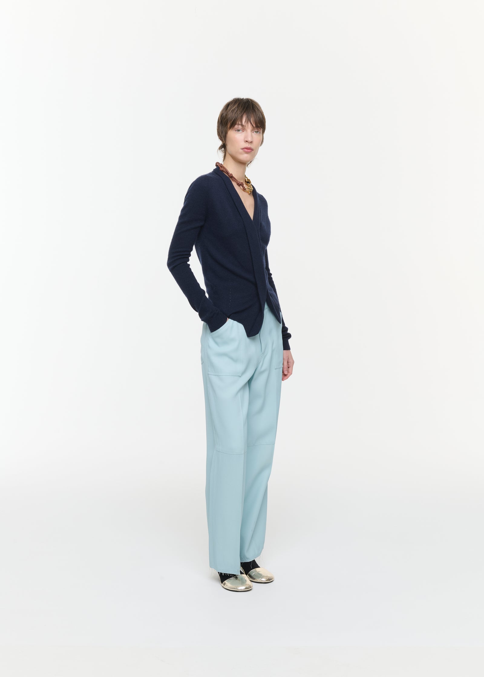 SABLE VISCOSE UTILITY TROUSERS