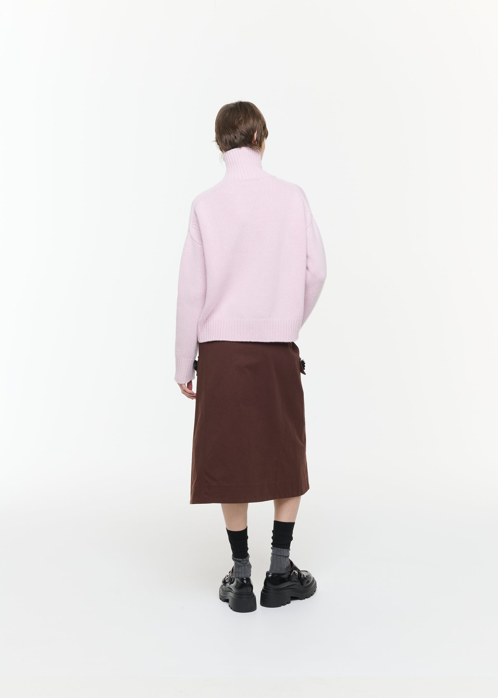 BROWN WRAP SKIRT WITH SEQUIN POCKETS