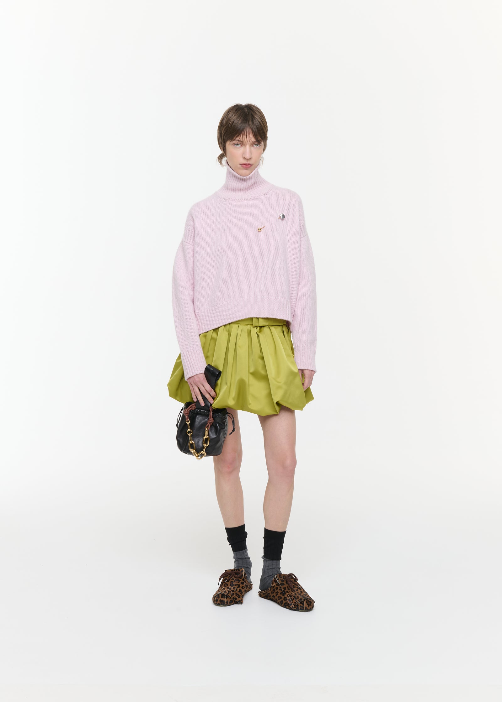 PINK WOOL CASHMERE TURTLENECK SWEATER