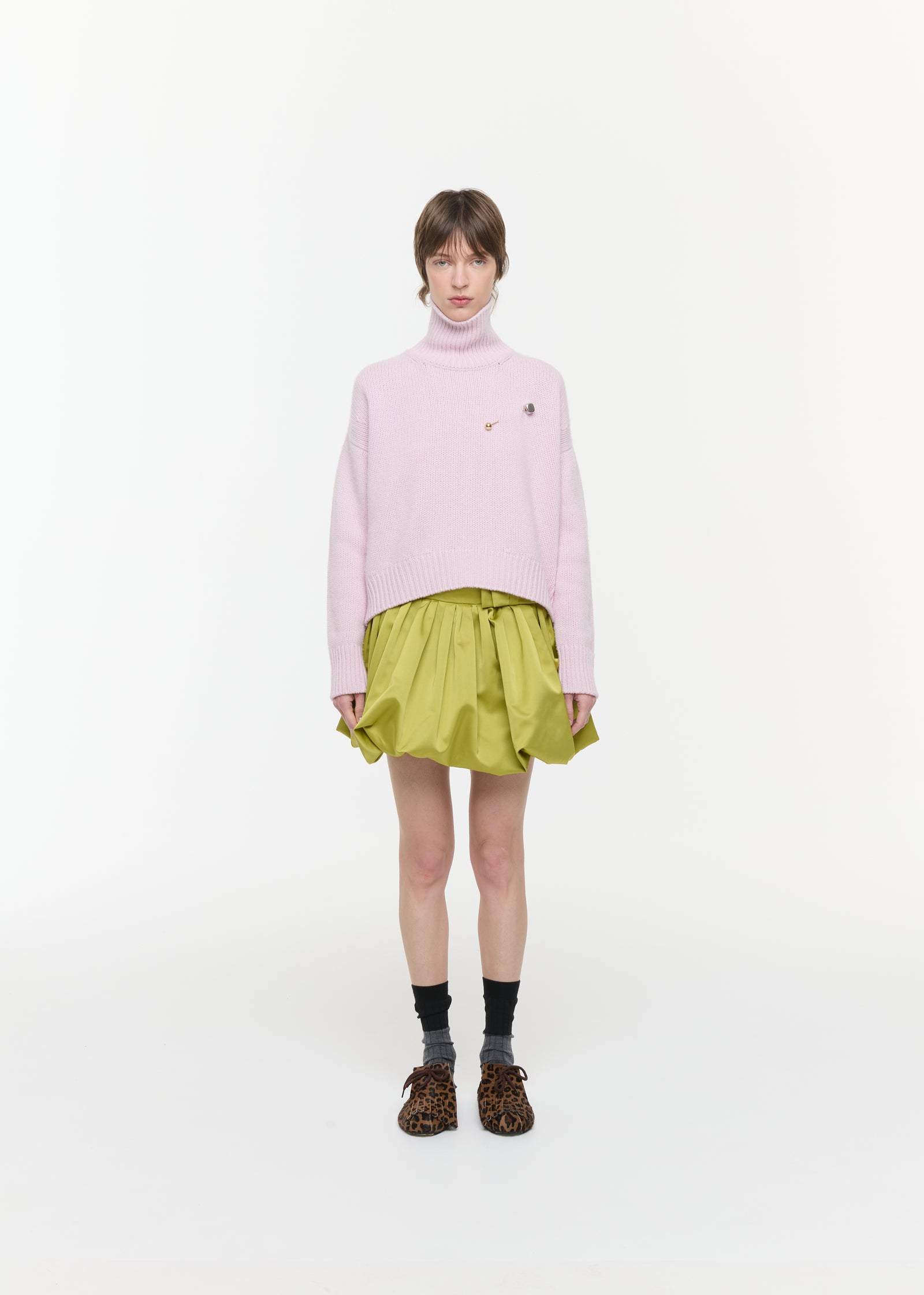 PINK WOOL CASHMERE TURTLENECK SWEATER