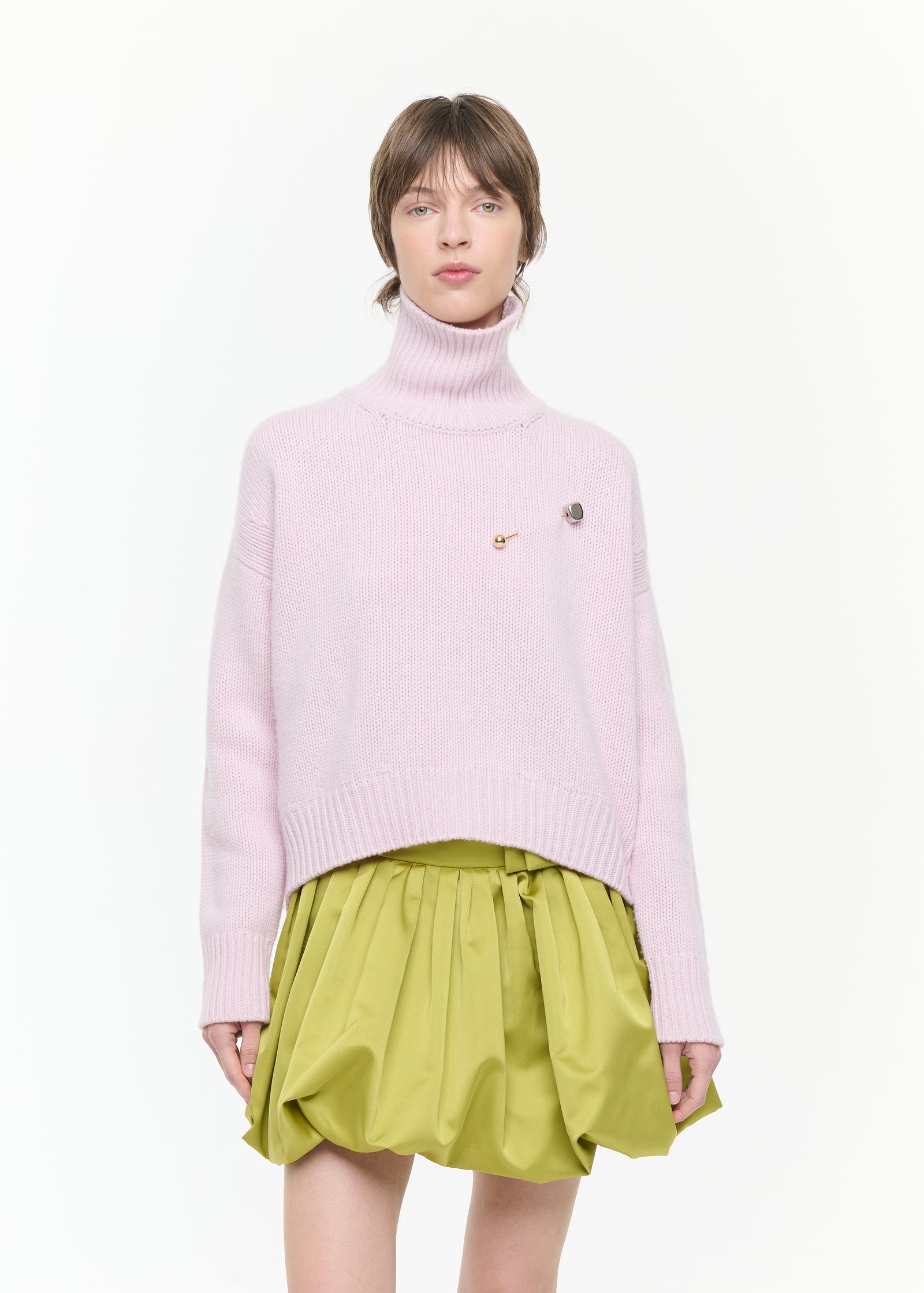 PINK WOOL CASHMERE TURTLENECK SWEATER