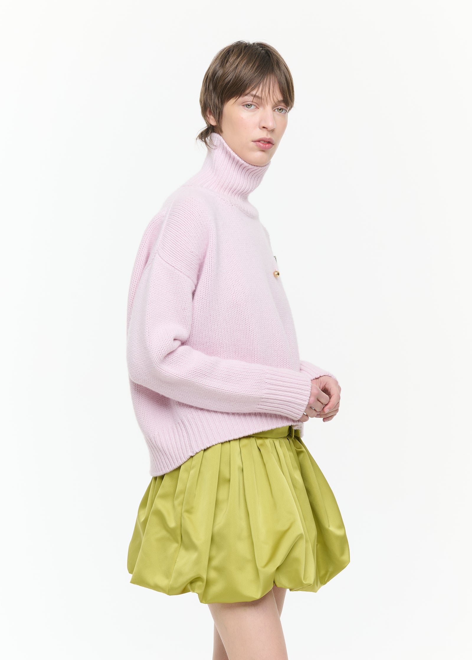 PINK WOOL CASHMERE TURTLENECK SWEATER