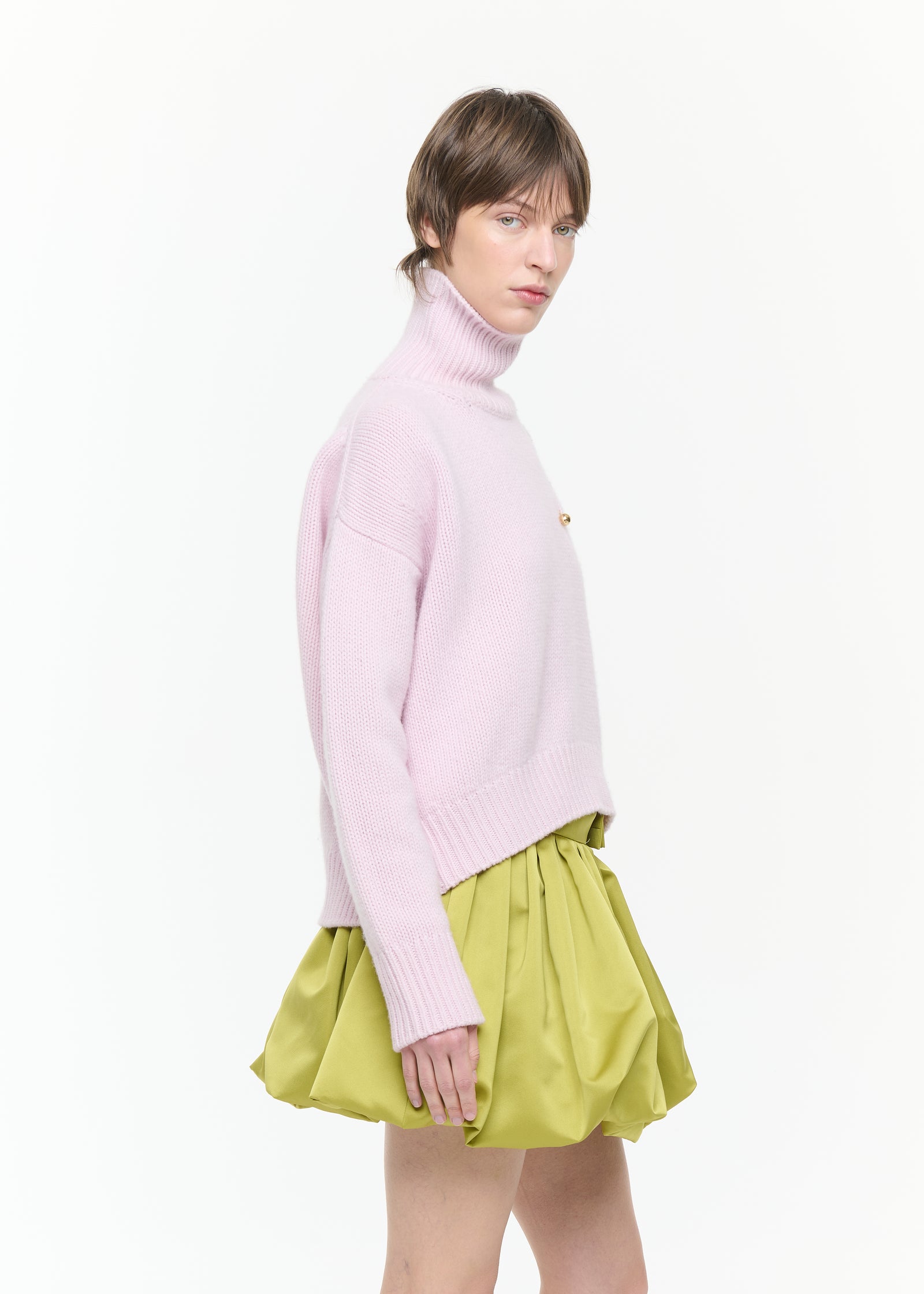 PINK WOOL CASHMERE TURTLENECK SWEATER