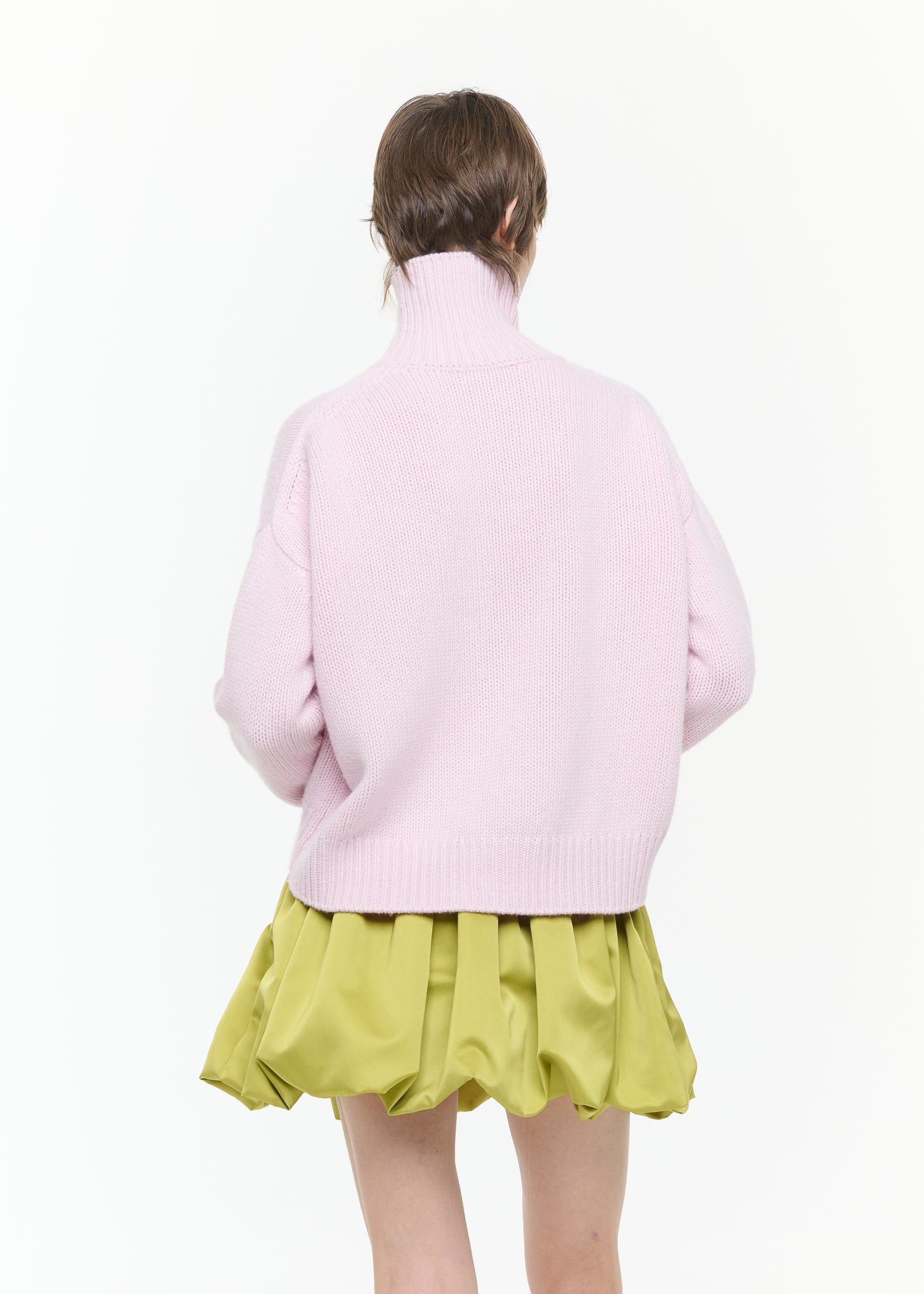 PINK WOOL CASHMERE TURTLENECK SWEATER