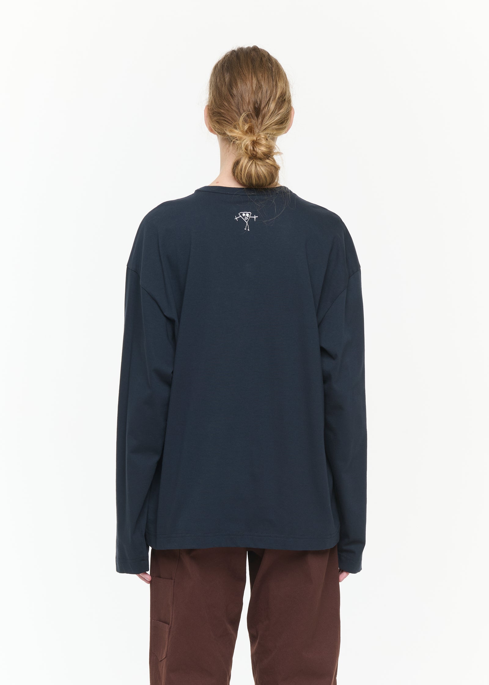 BLACK LONG SLEEVES T-SHIRT WITH FLOWER PRINT
