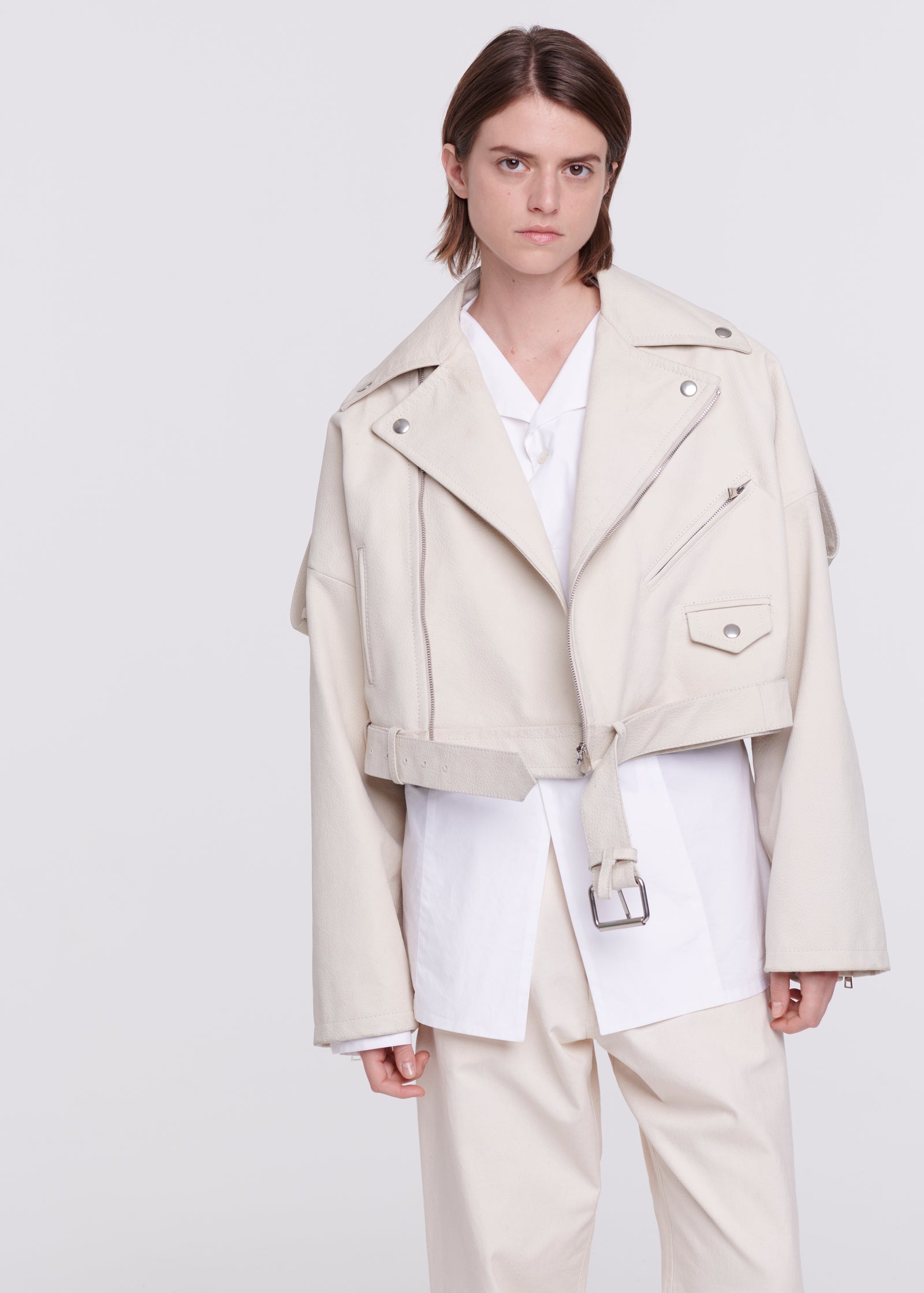 CROPPED LEATHER BIKER JACKET
