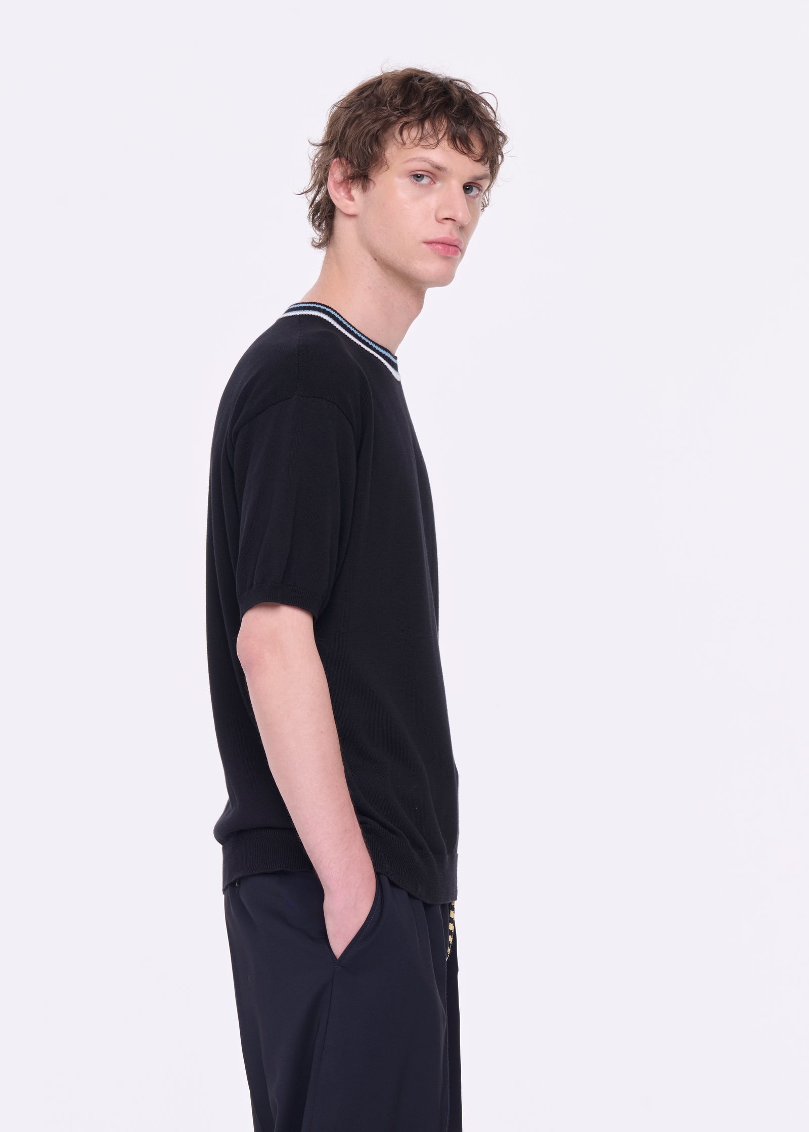 BLACK COTTON KNITTED SWEATER