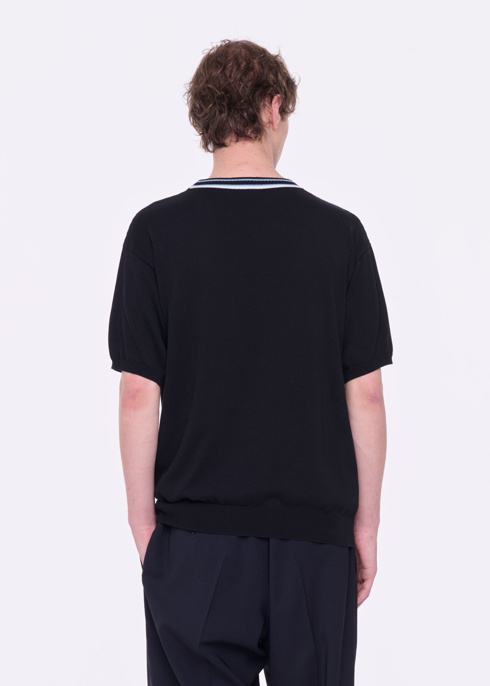 BLACK COTTON KNITTED SWEATER