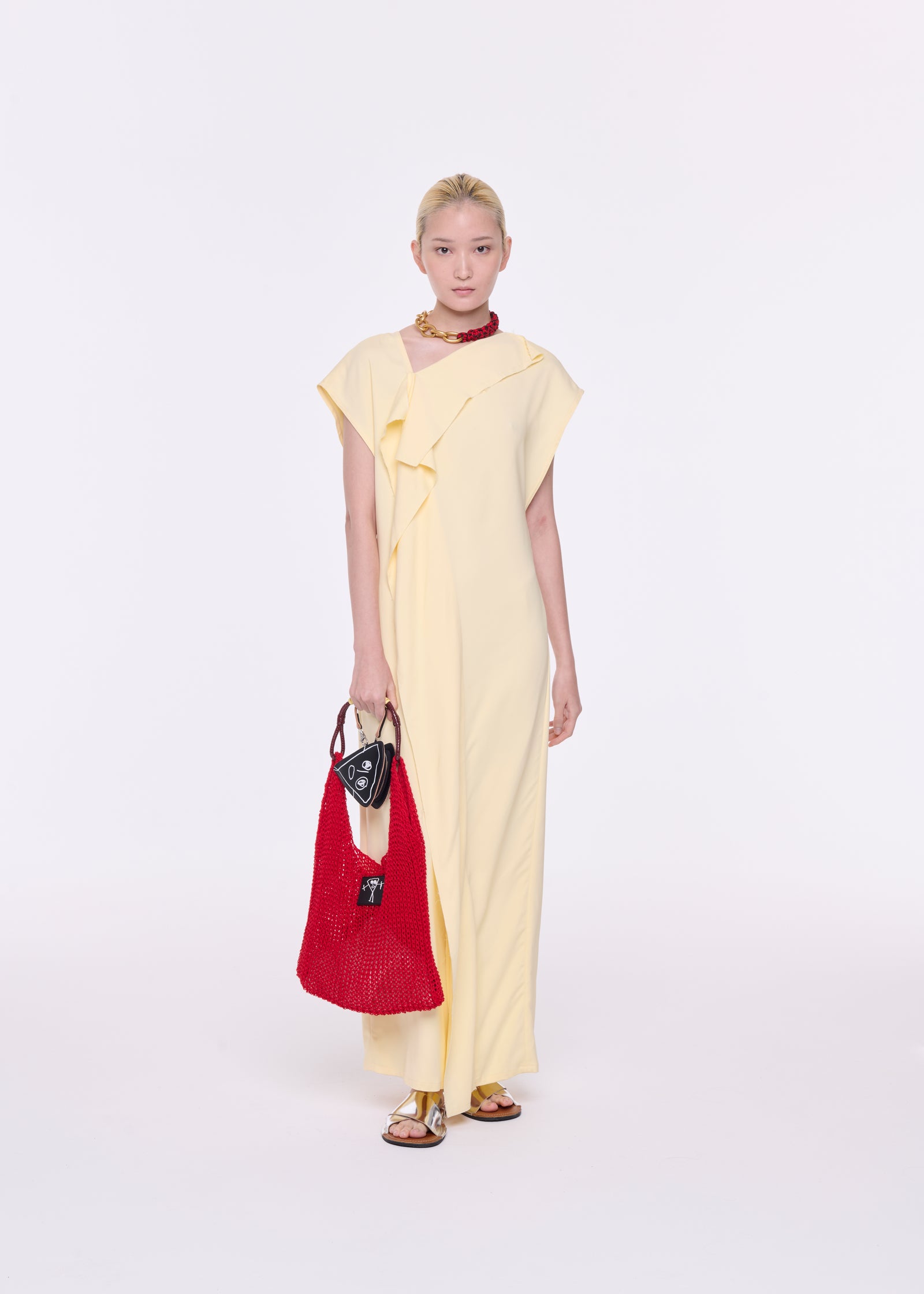 RED LINEN MESH BAG