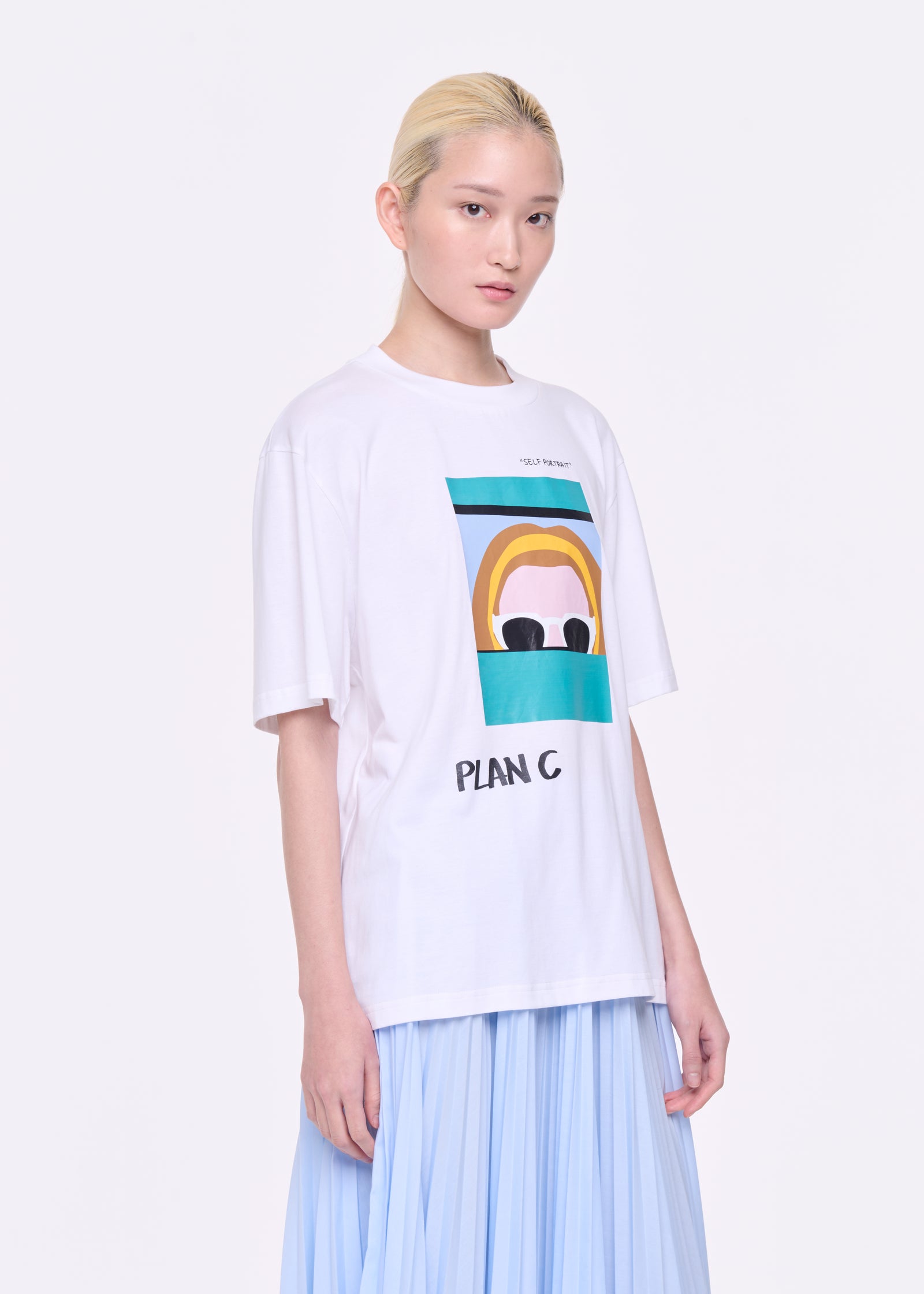 WHITE "SELF PORTRAIT" PRINT T-SHIRT