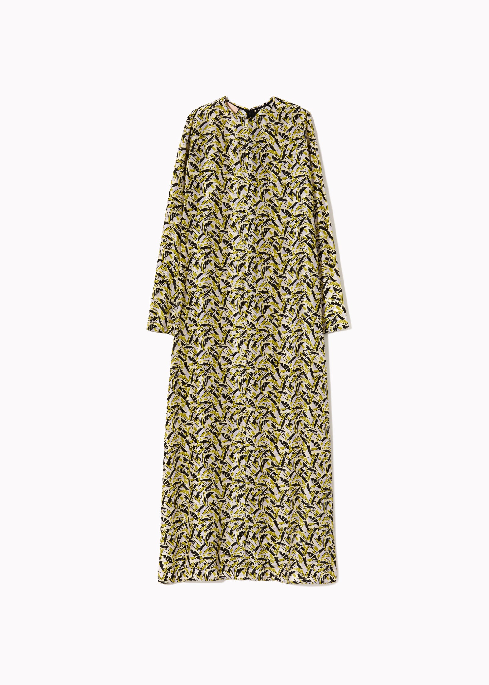 ABSTRACT LEAVES SILK HABOUTAI DRESS