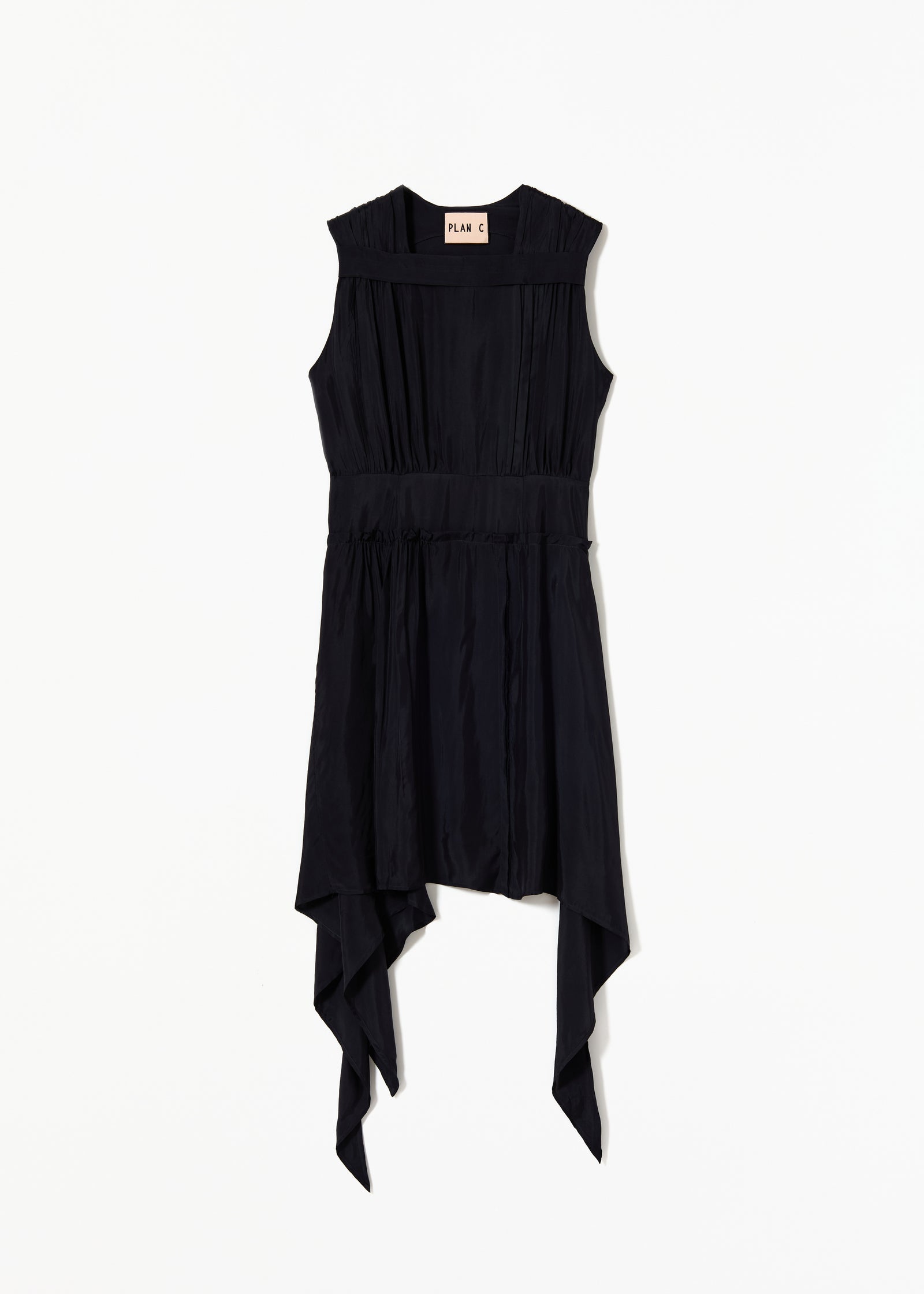 MIDI ASYMMETRIC TWILL DRESS