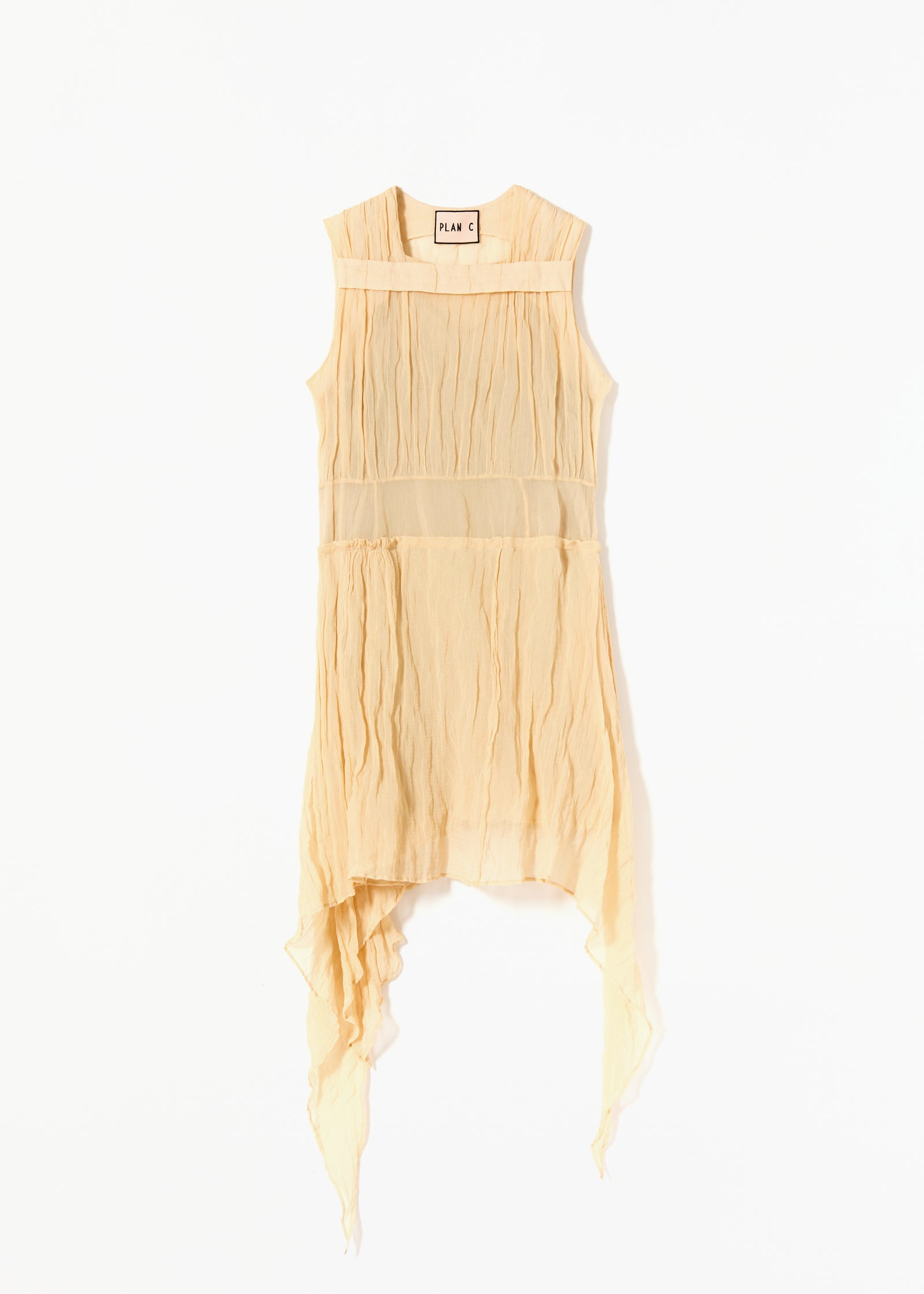 MIDI ASYMMETRIC CRINKLED COTTON GAUZE DRESS