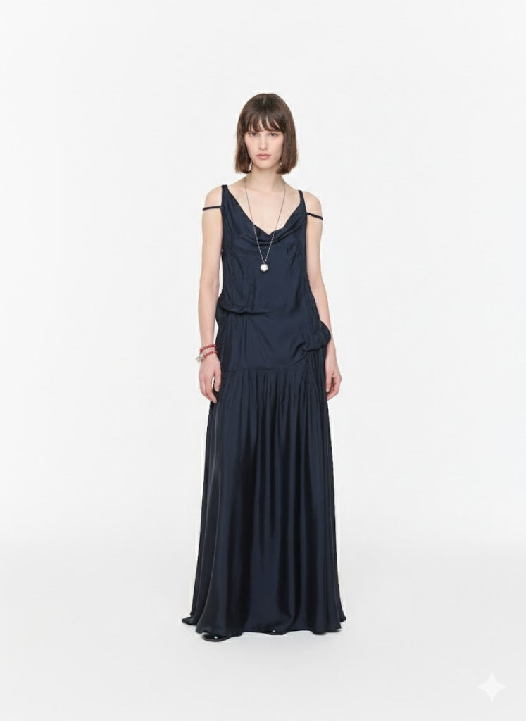 BLUE BLACK LONG DRESS