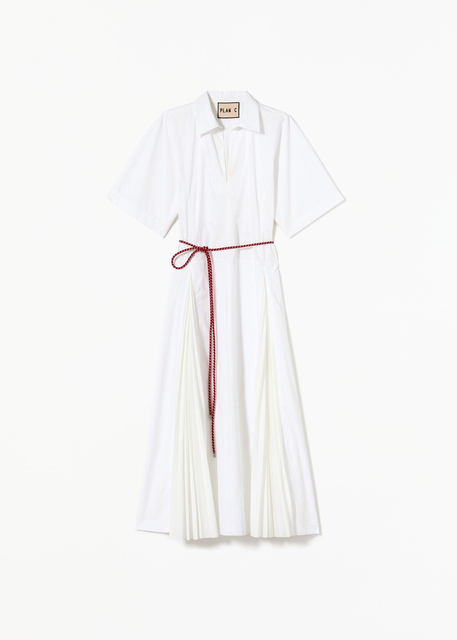 ABITO IN POPELINE BIANCO CON CINTURA