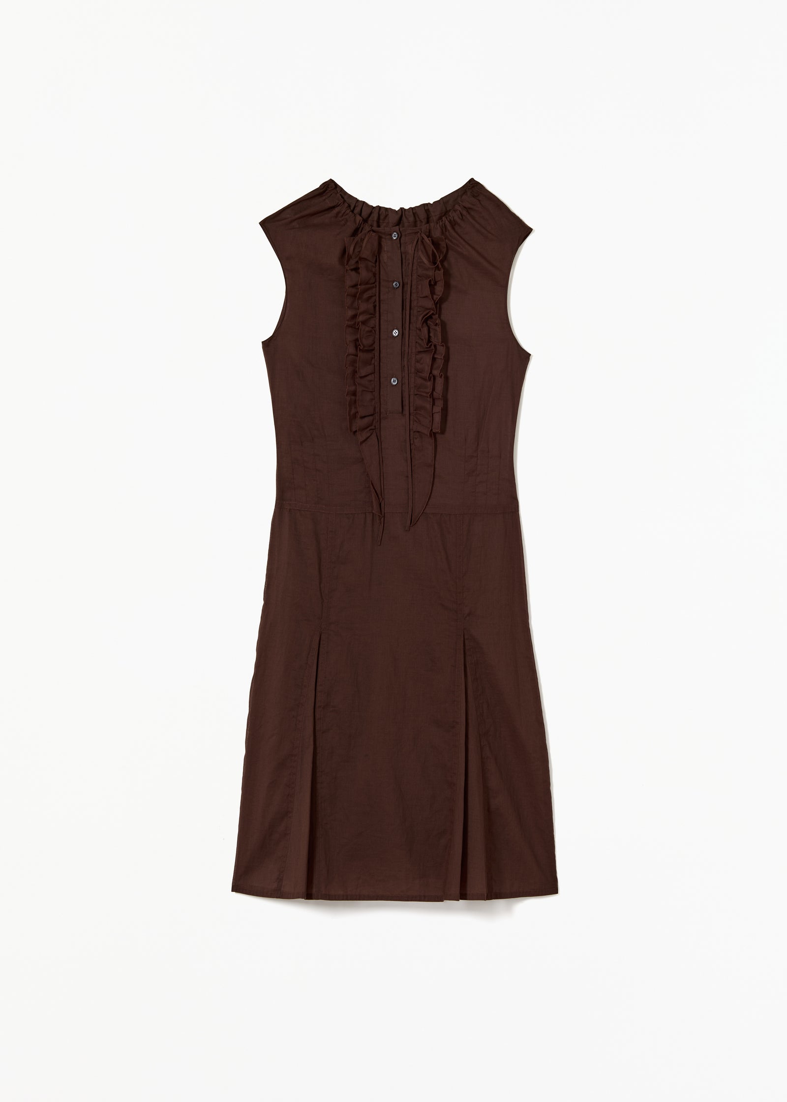 BROWN ORGANZA MIDI DRESS