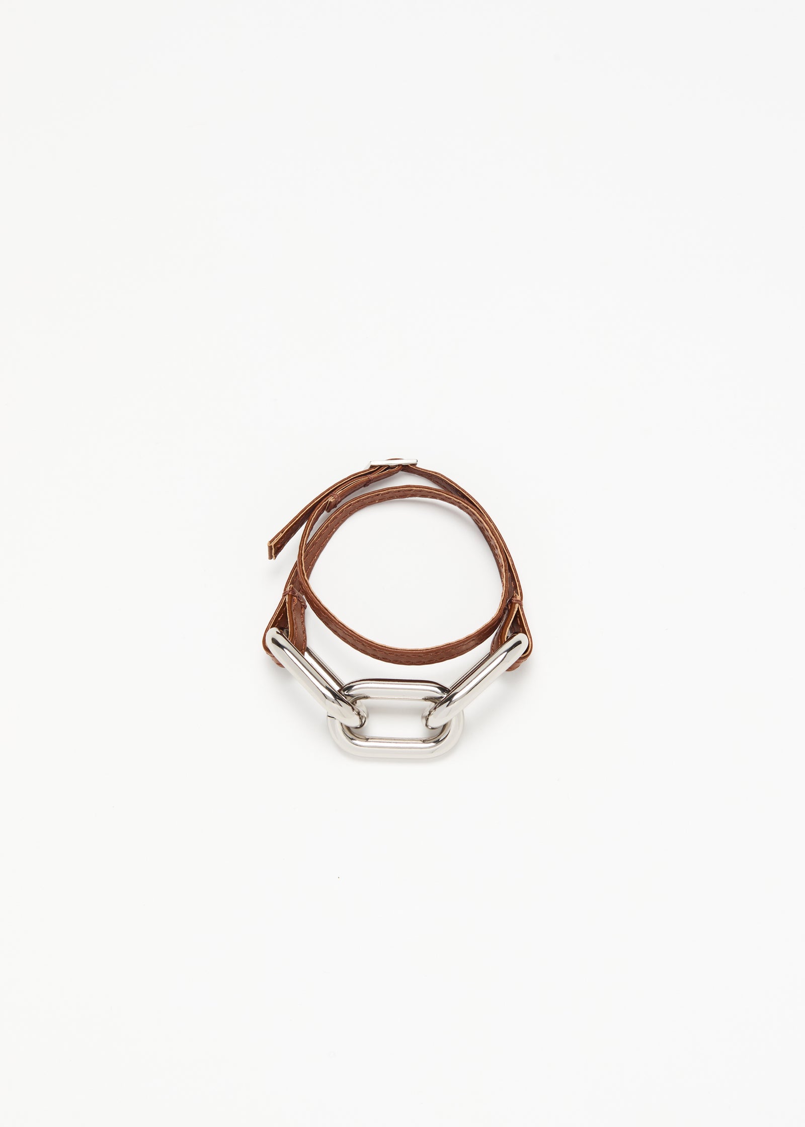 BURNED LEATHER AND METAL BIG CHAIN BRACELET