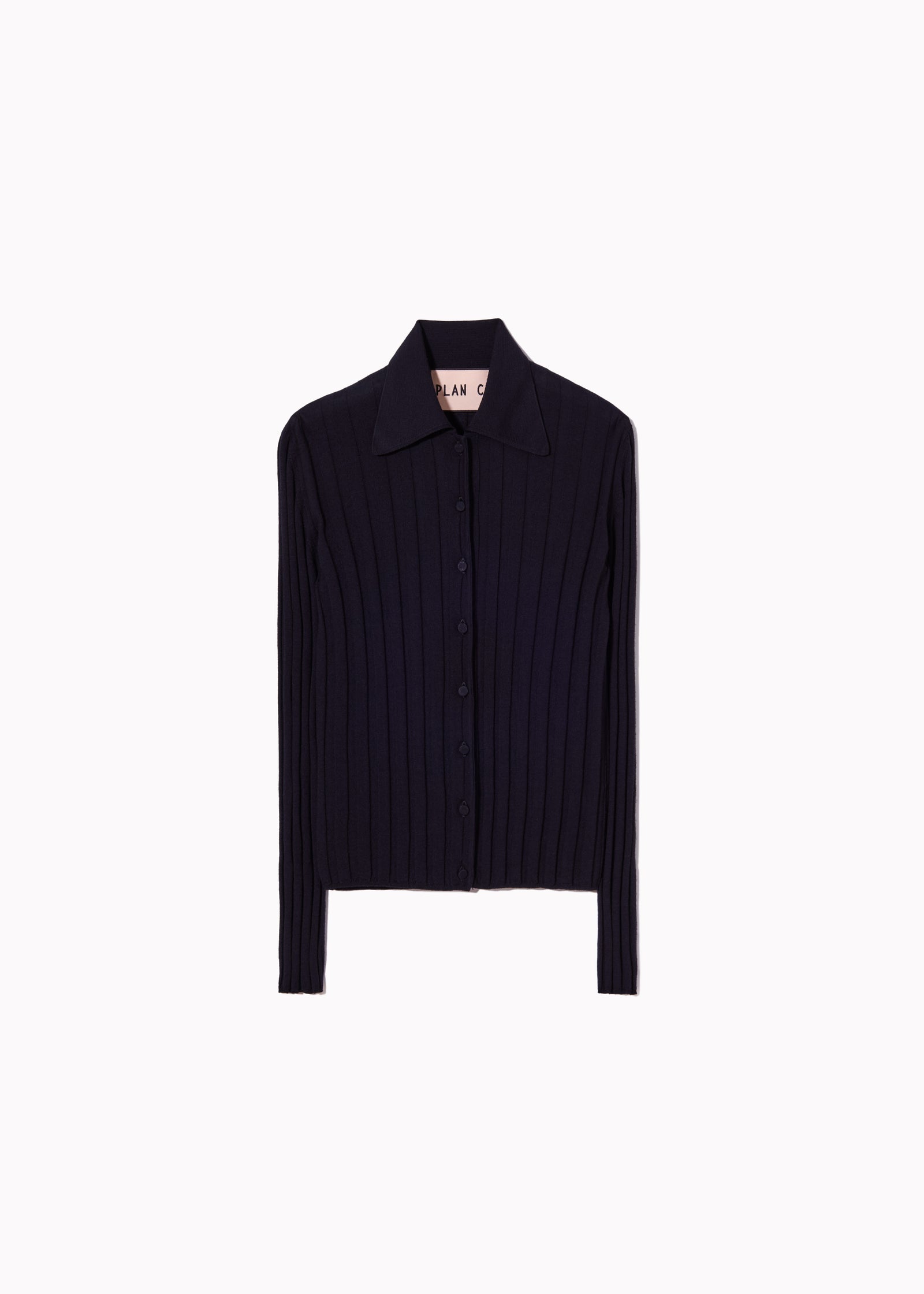 CARDIGAN A COSTE NAVY IN LANA MERINO
