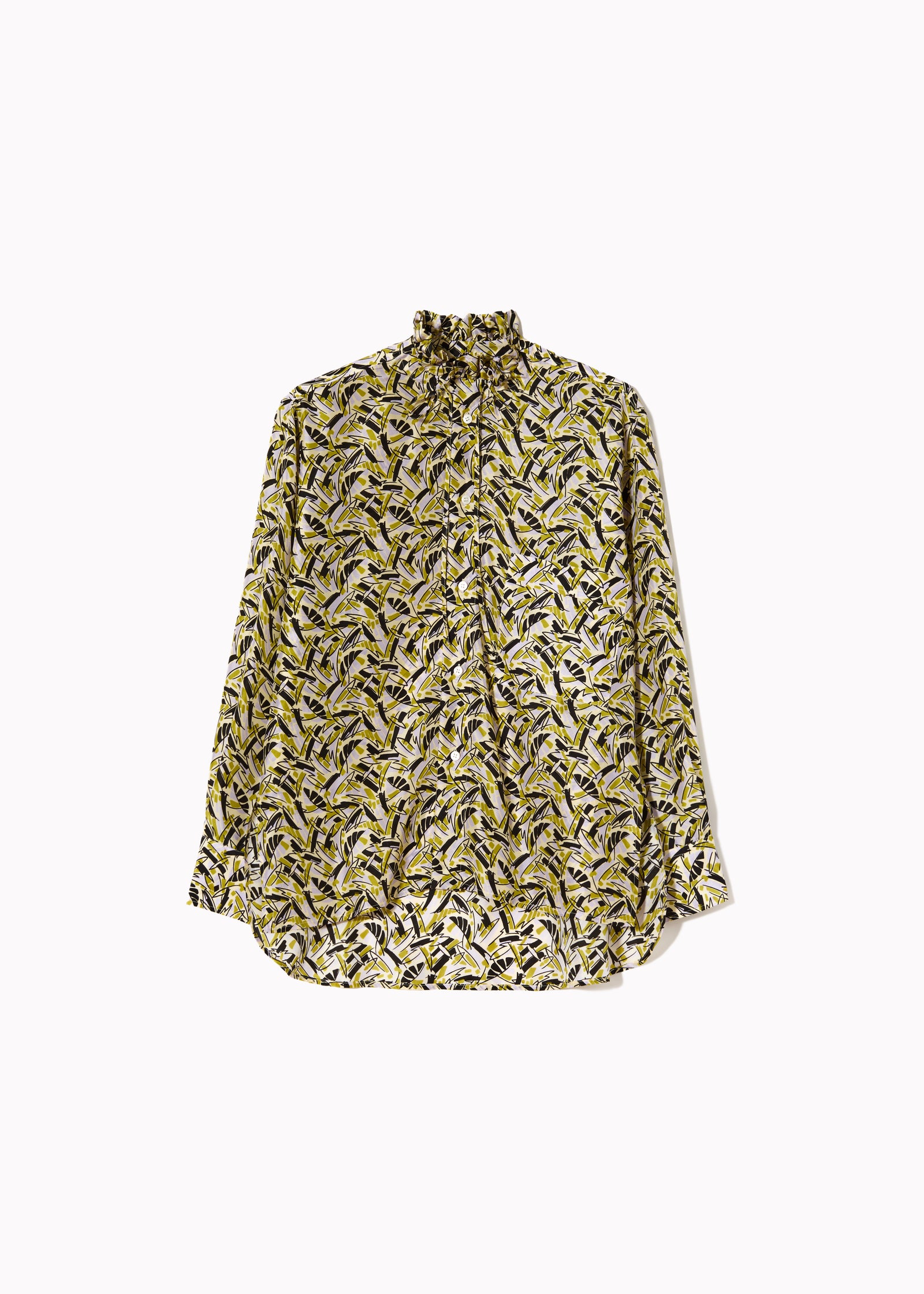 ABSTRACT LEAVES SILK HABOUTAI SHIRT
