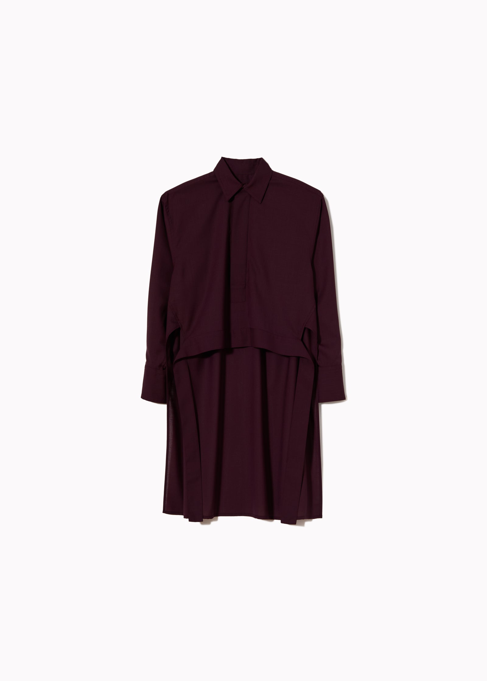 BURGUNDY WOOL SHIRT WITH TAIL
