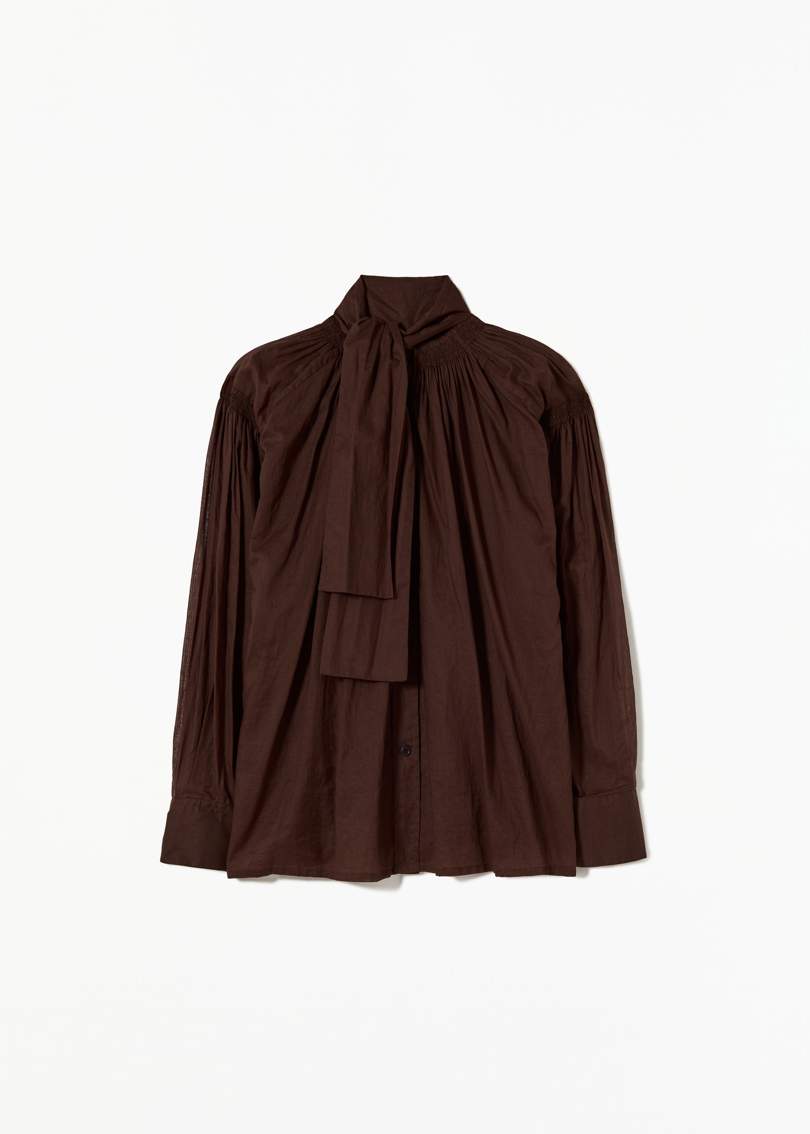 BROWN ORGANZA BLOUSE WITH SCARF