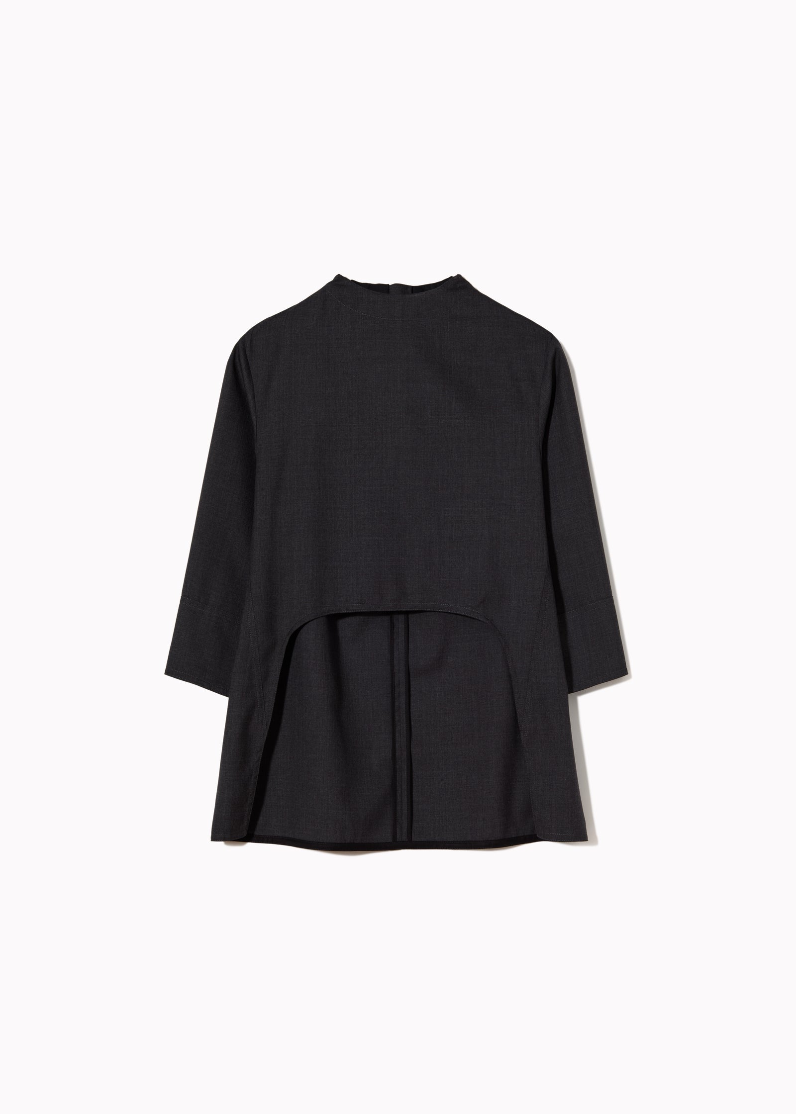 ASYMMETRIC WOOL TWILL TUNIC SHIRT