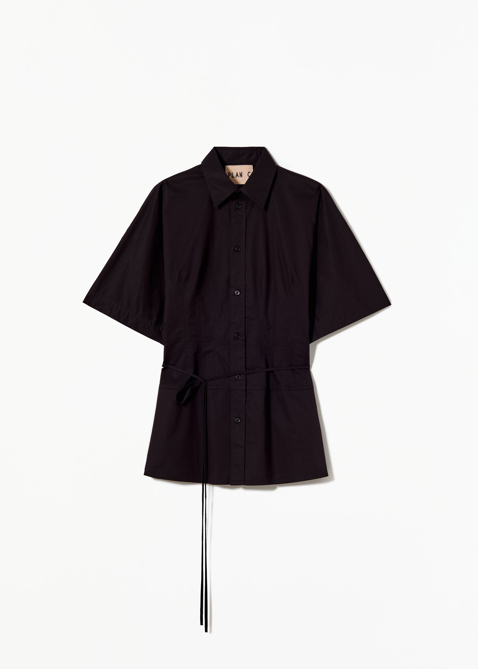 POPELINE SHIRT WITH SELF TIE BELT
