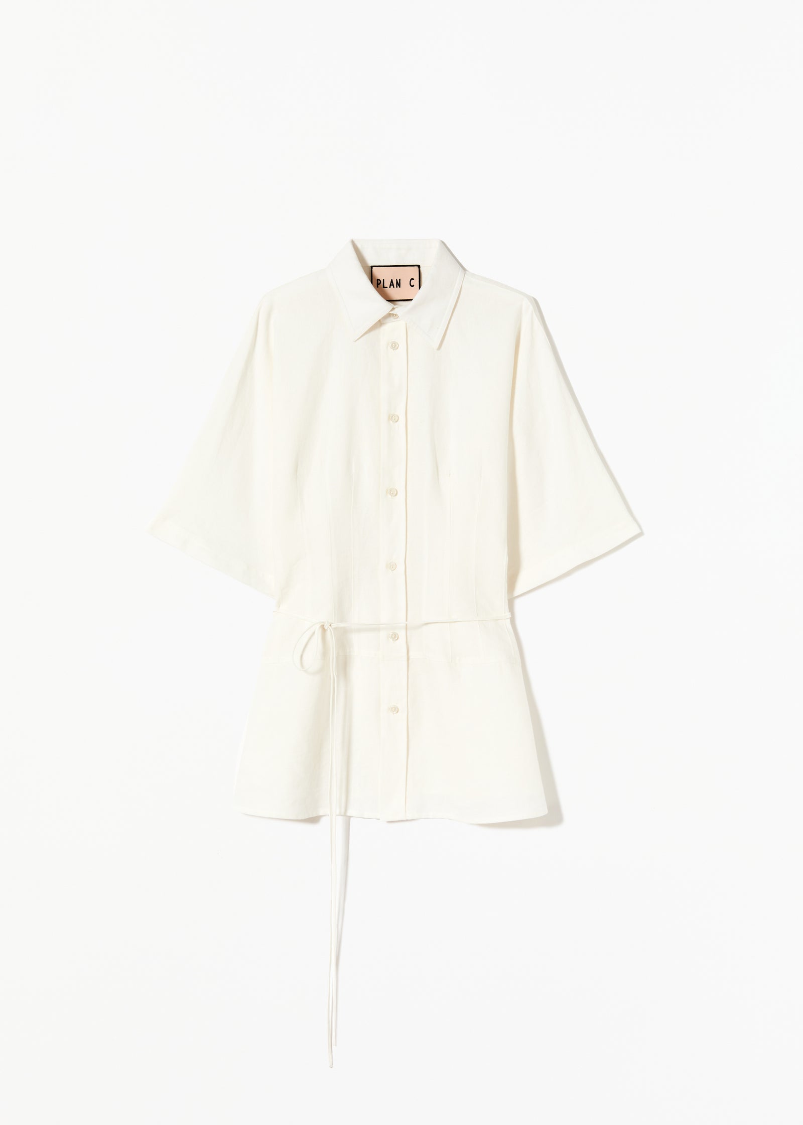 LINEN SHIRT WITH SELF TIE BELT