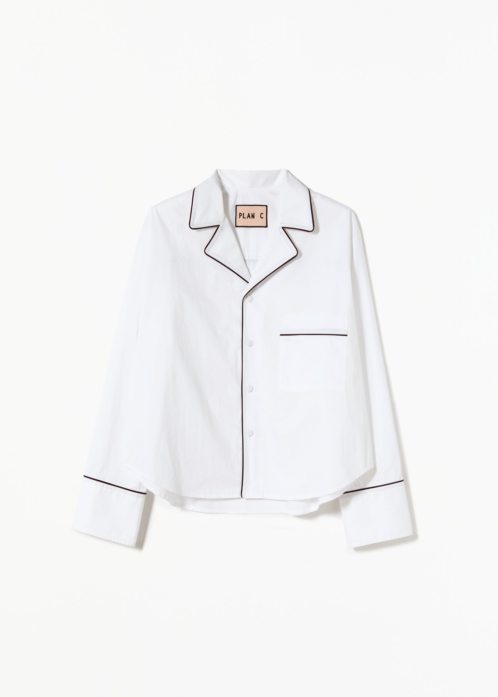 CAMICIA BOXY IN COTONE BIANCO CON PROFILI