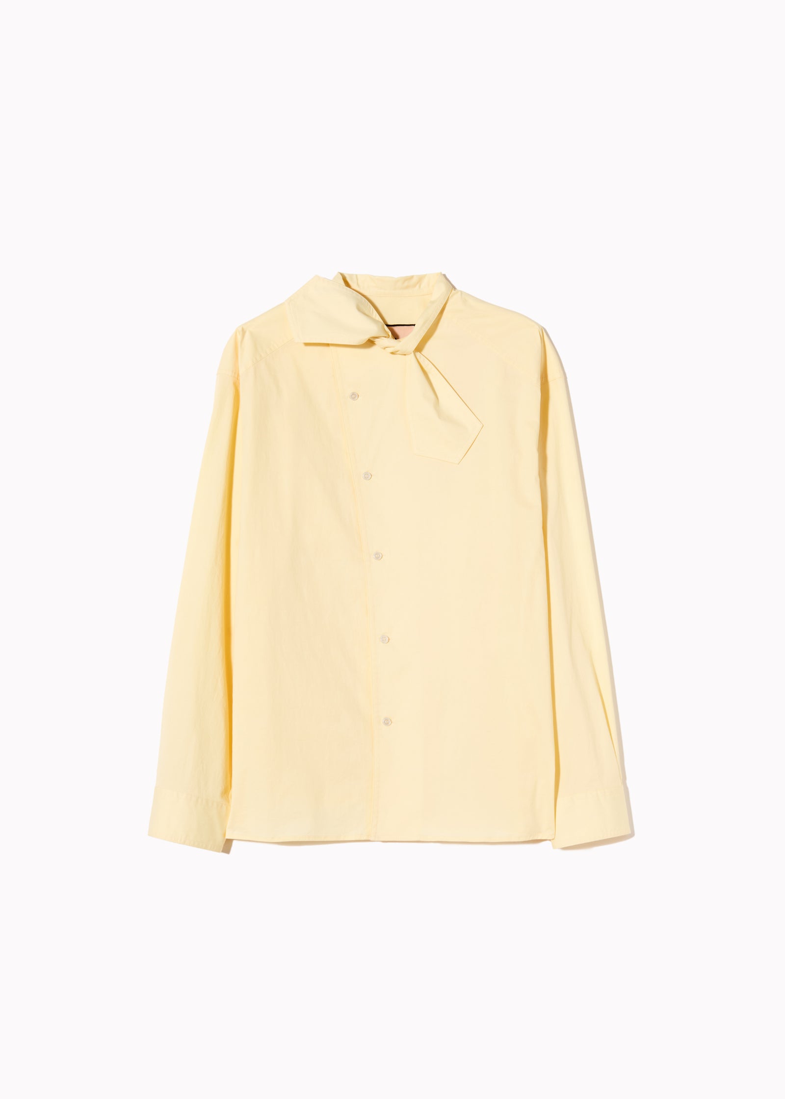 CAMICIA IN POPELINE CON COLLO A SCIARPA ASIMMETRICO