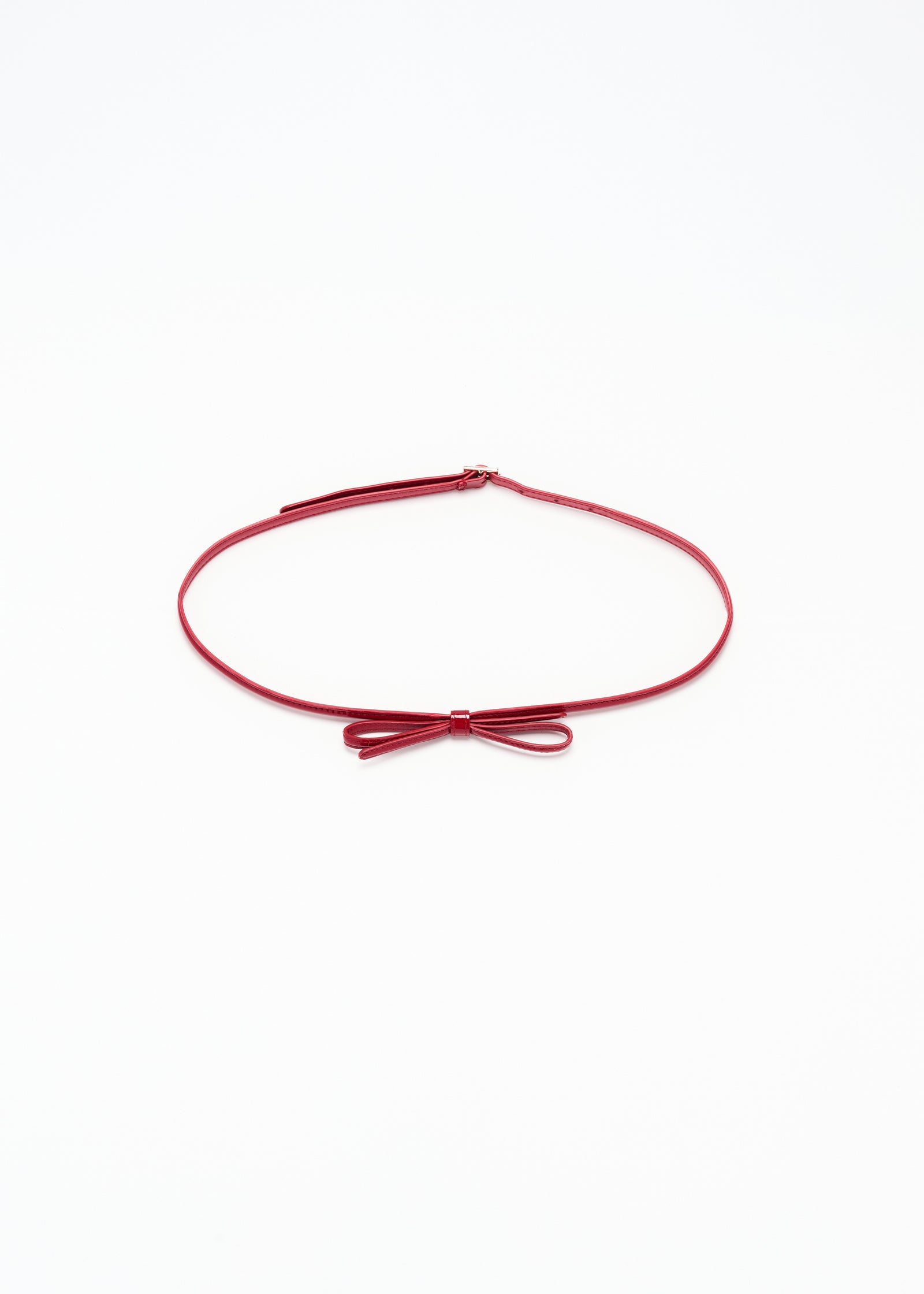 VERMILLION RED PATENT LEATHER SKINNY BELT