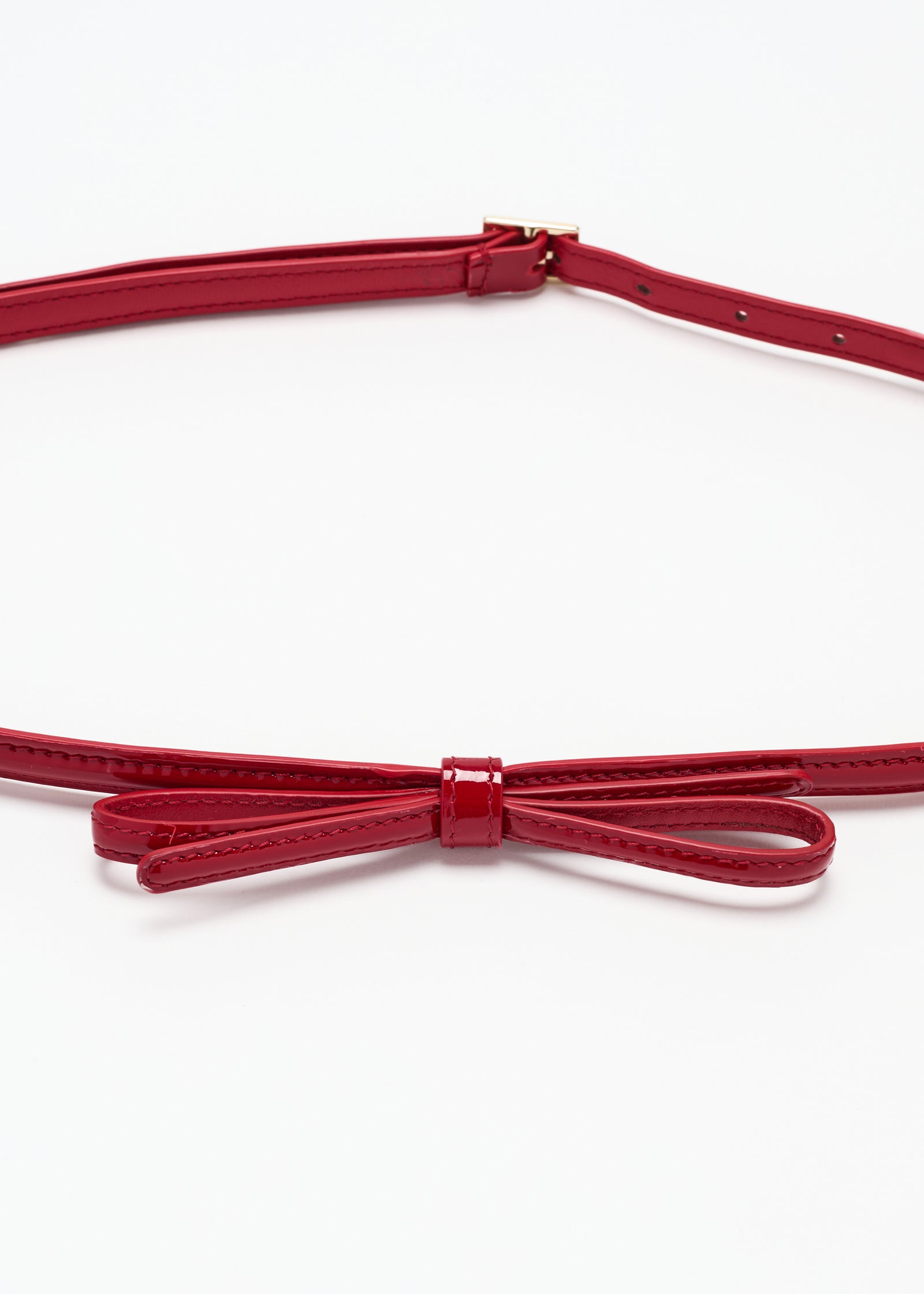 VERMILLION RED PATENT LEATHER SKINNY BELT