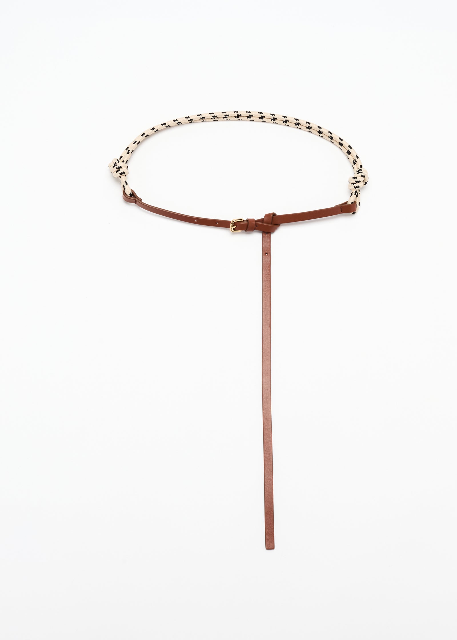 ECRU BRAIDED LANYARD AND LEATHER BELT