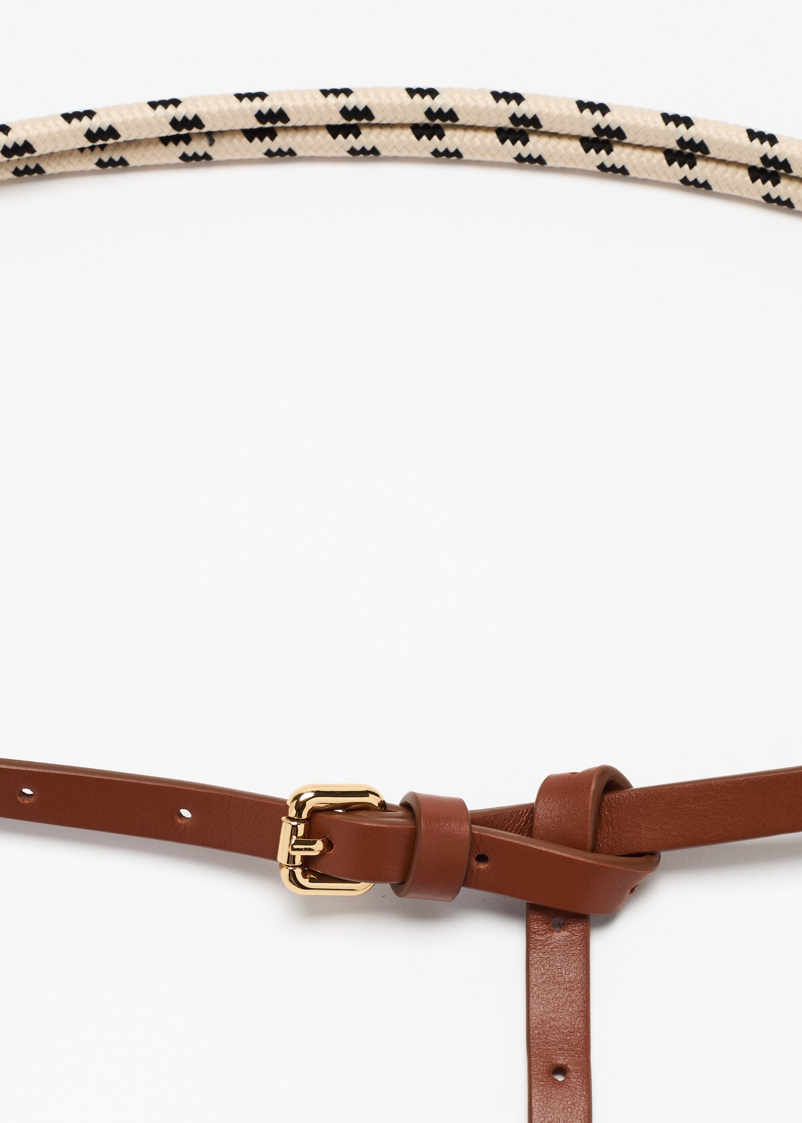 ECRU BRAIDED LANYARD AND LEATHER BELT