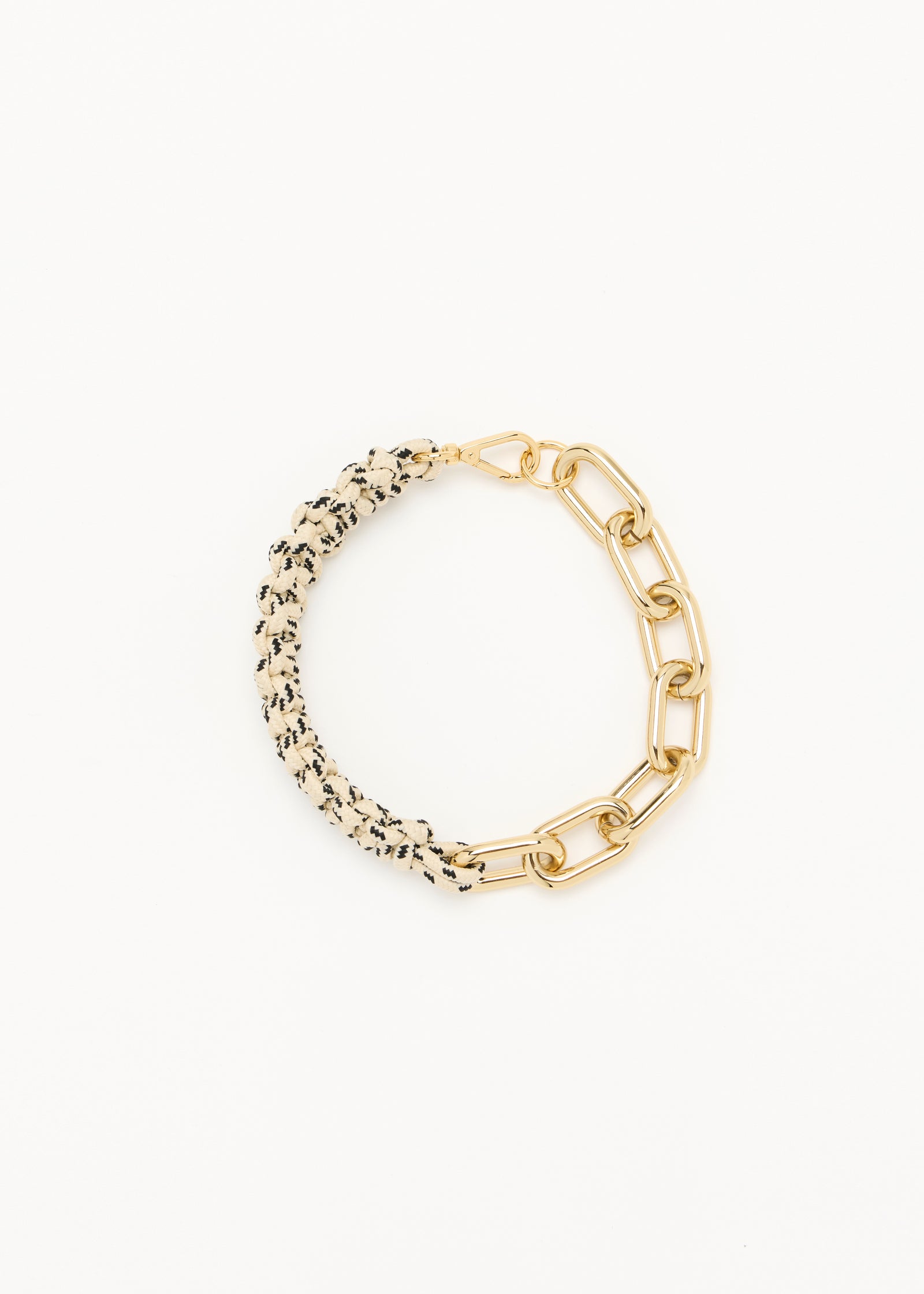 ECRU BRAIDED CORD GOLD CHAIN NECKLACE