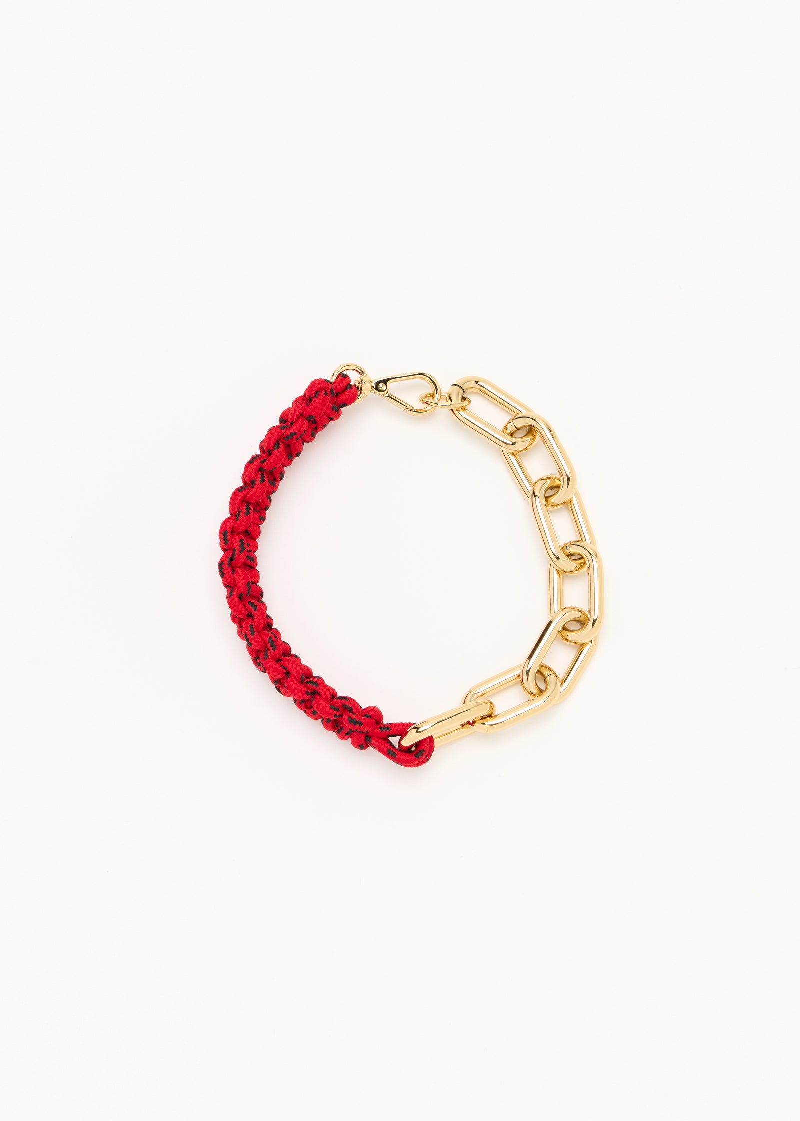 RED BRAIDED CORD GOLD CHAIN NECKLACE