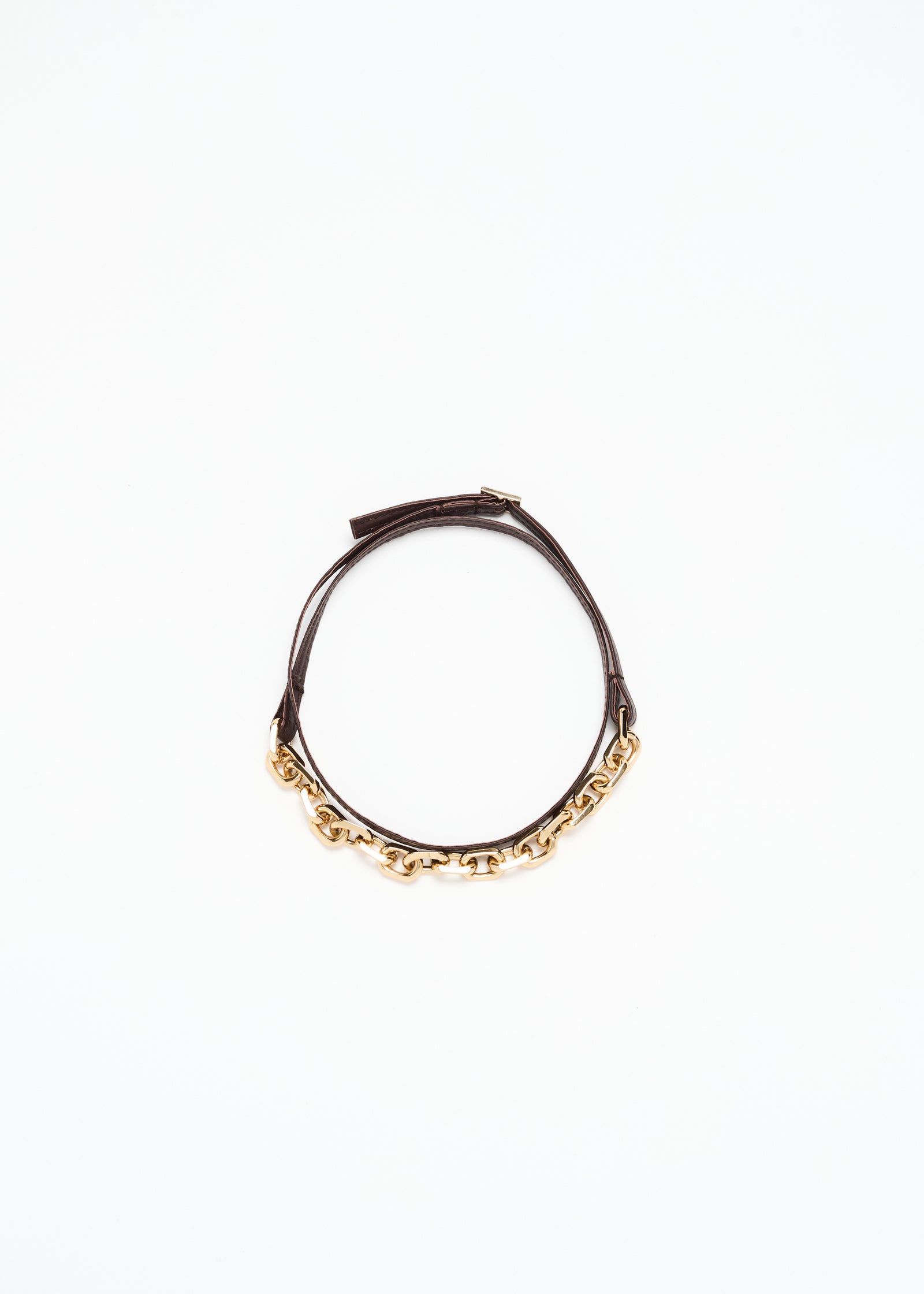GOLD CHAIN LONG LEATHER NECKLACE
