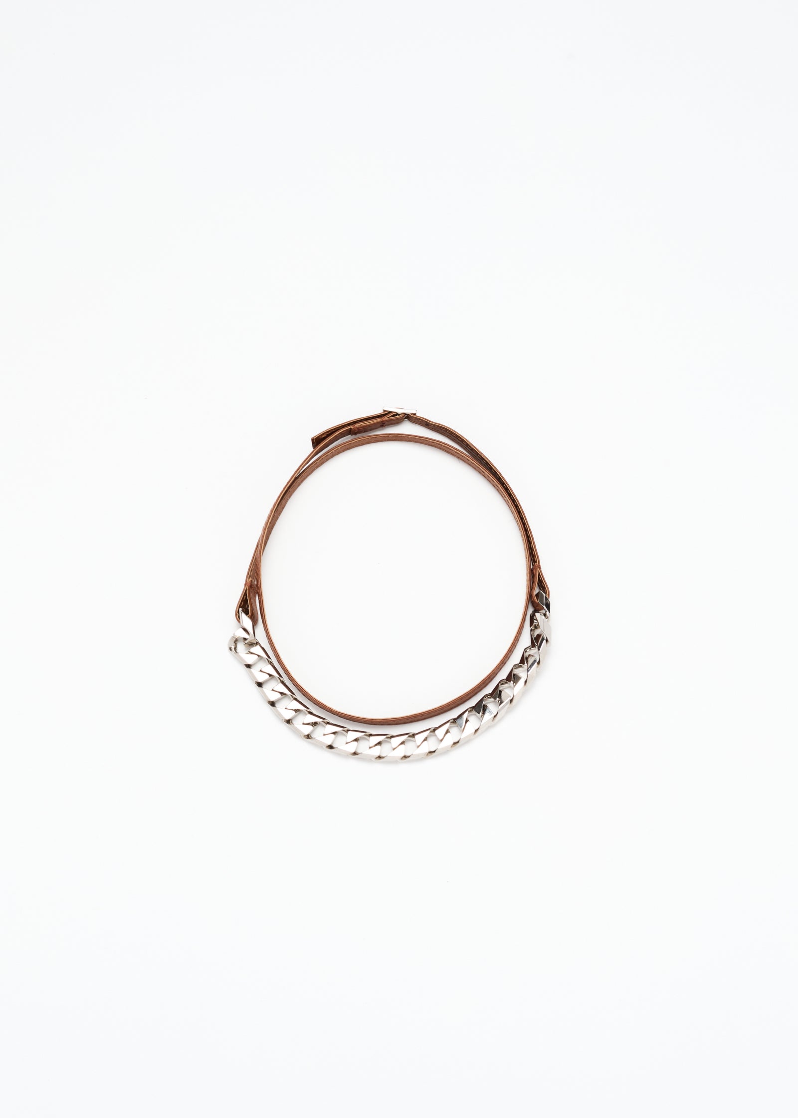 METAL CHAIN LONG LEATHER NECKLACE