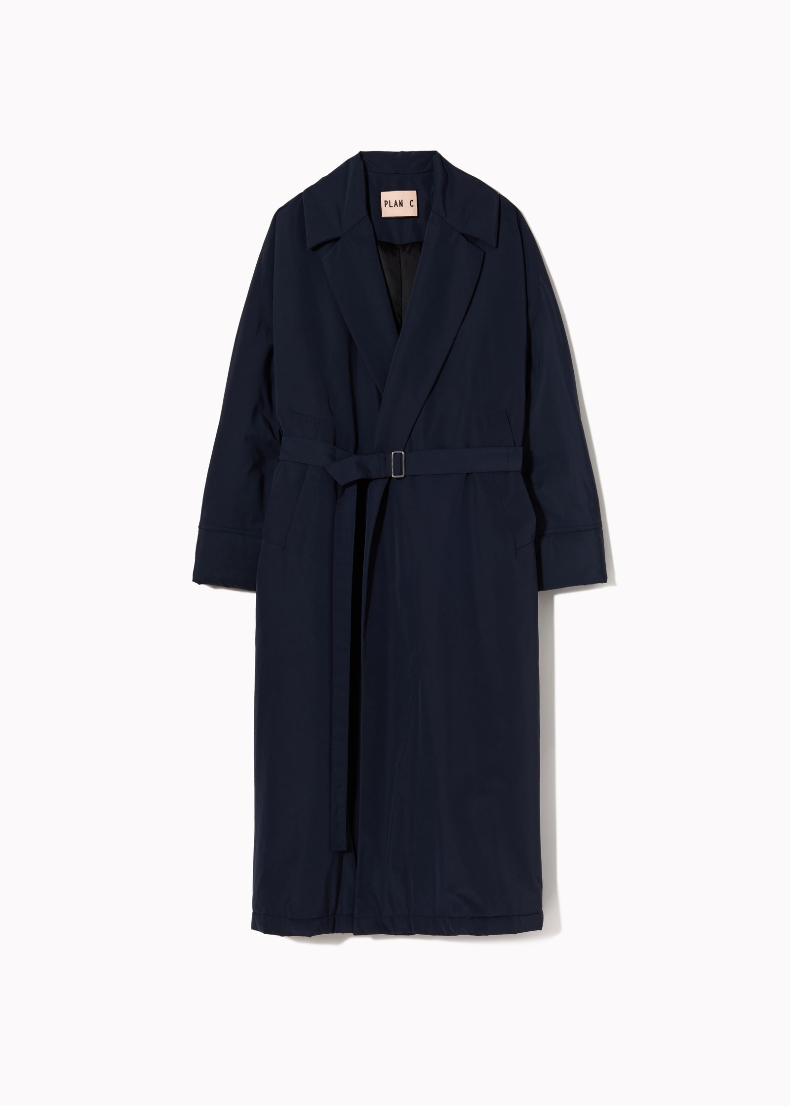 NAVY TAFFETA ROBE COAT