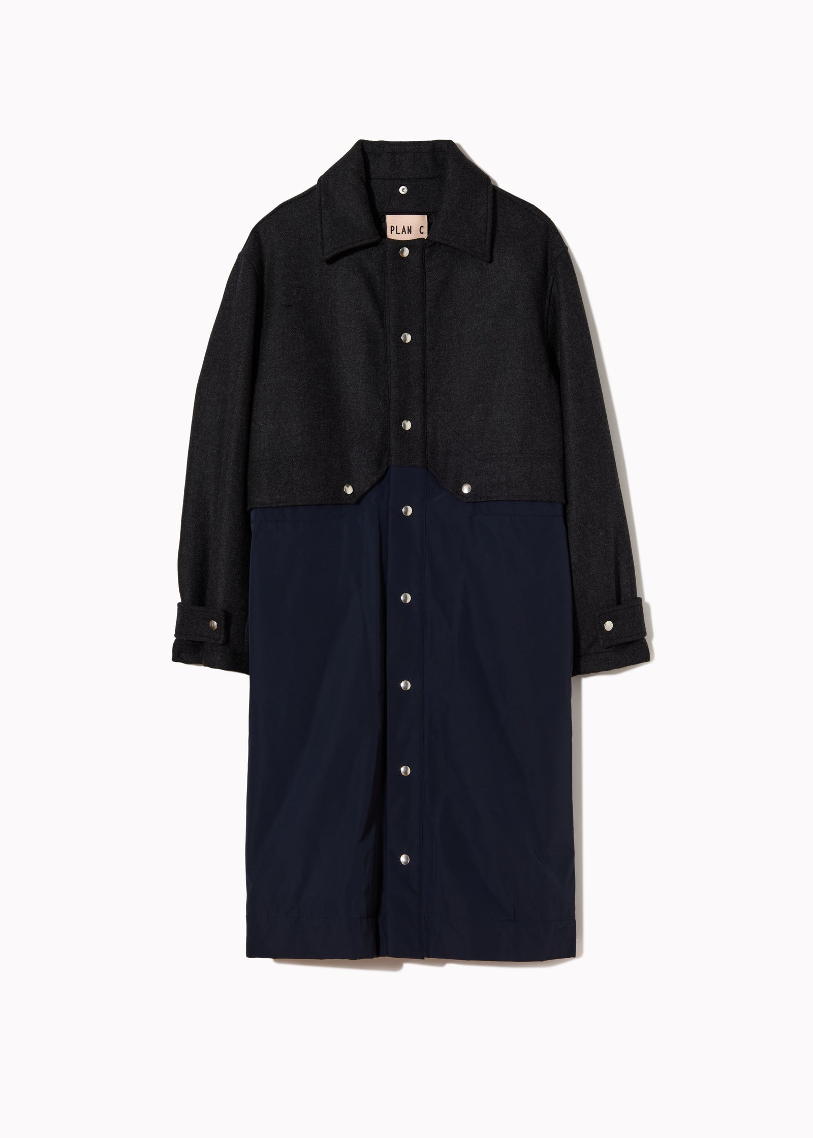 MELANGE DOUBLE WOOL HOODED COAT
