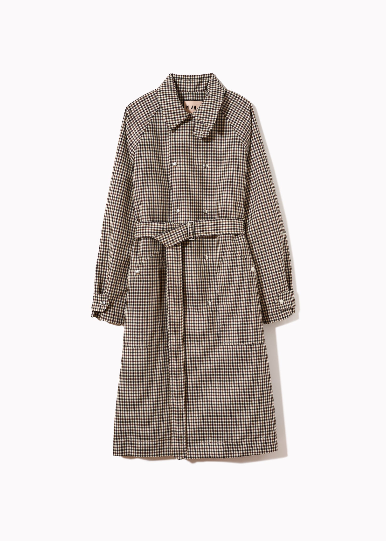 TAILORING CHECK WOOL TRENCH COAT
