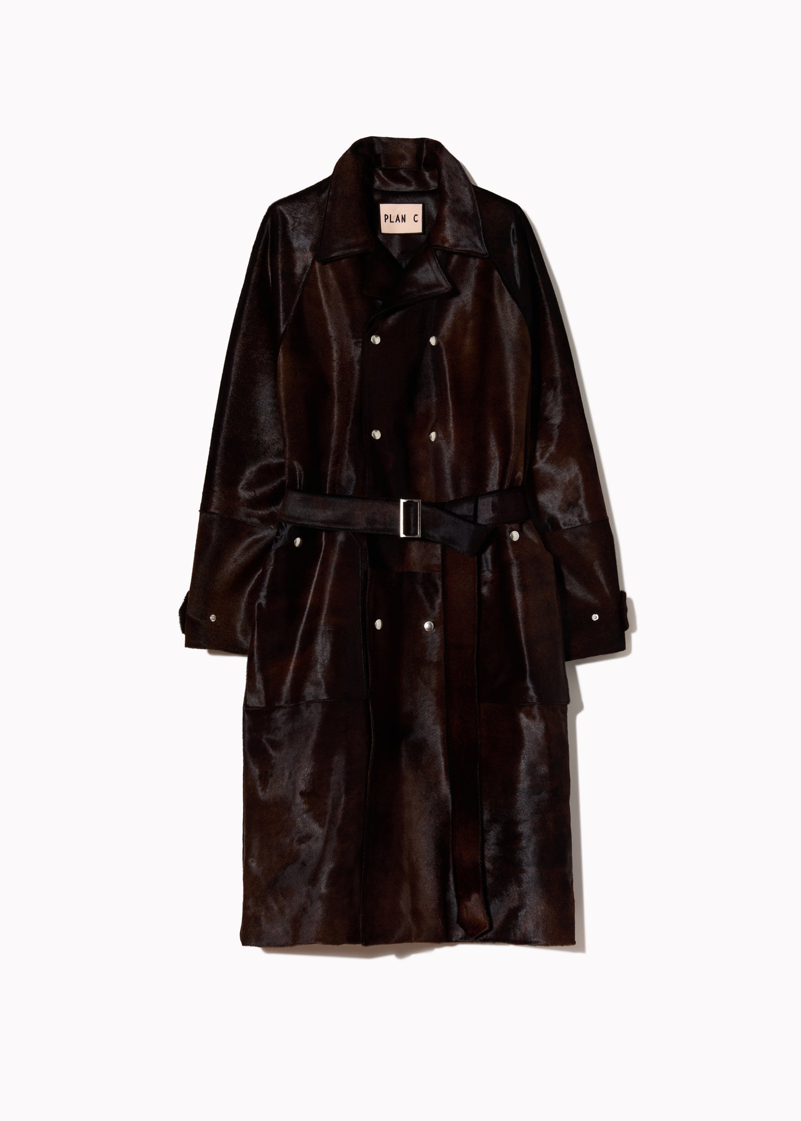 SHORT-HAIR CALF LEATHER TRENCH COAT