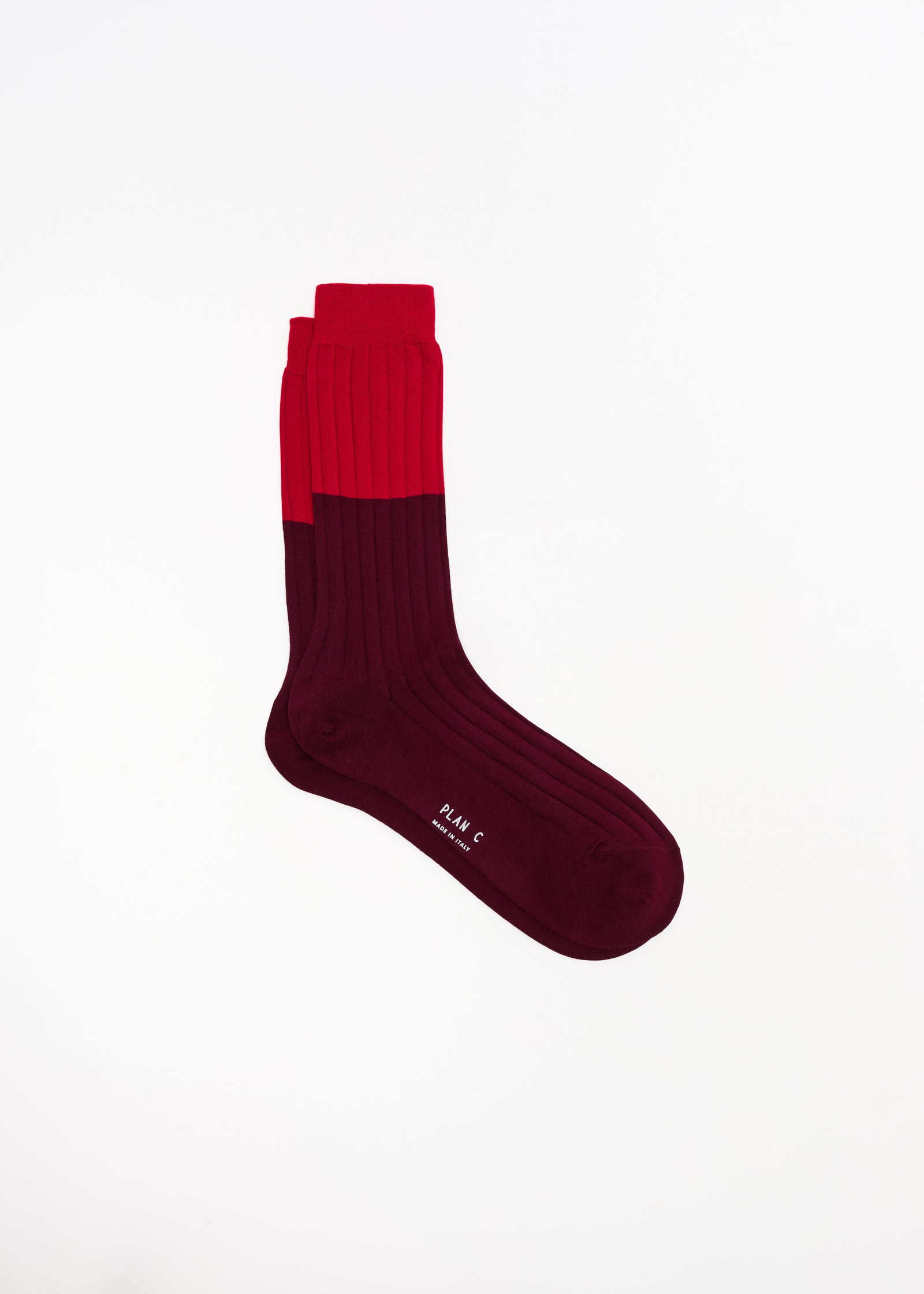 CALZINI BI-COLOR BORDEAUX E ROSSO