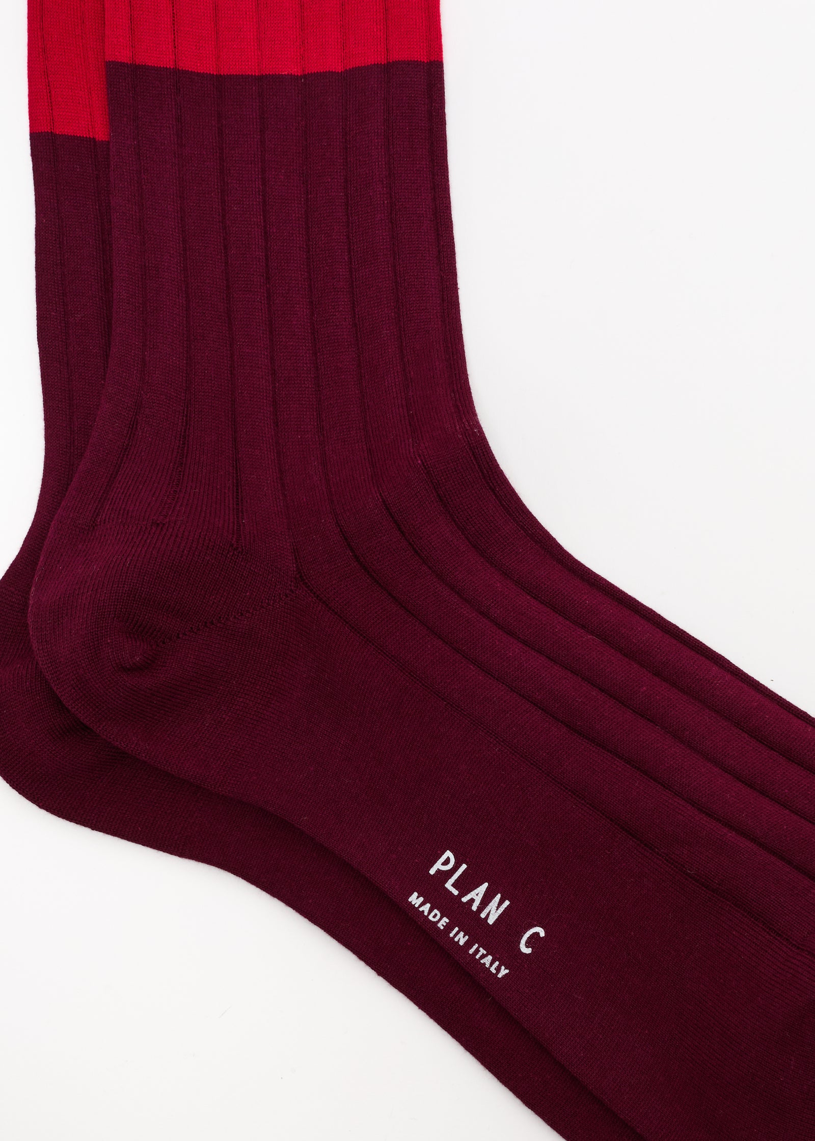 CALZINI BI-COLOR BORDEAUX E ROSSO