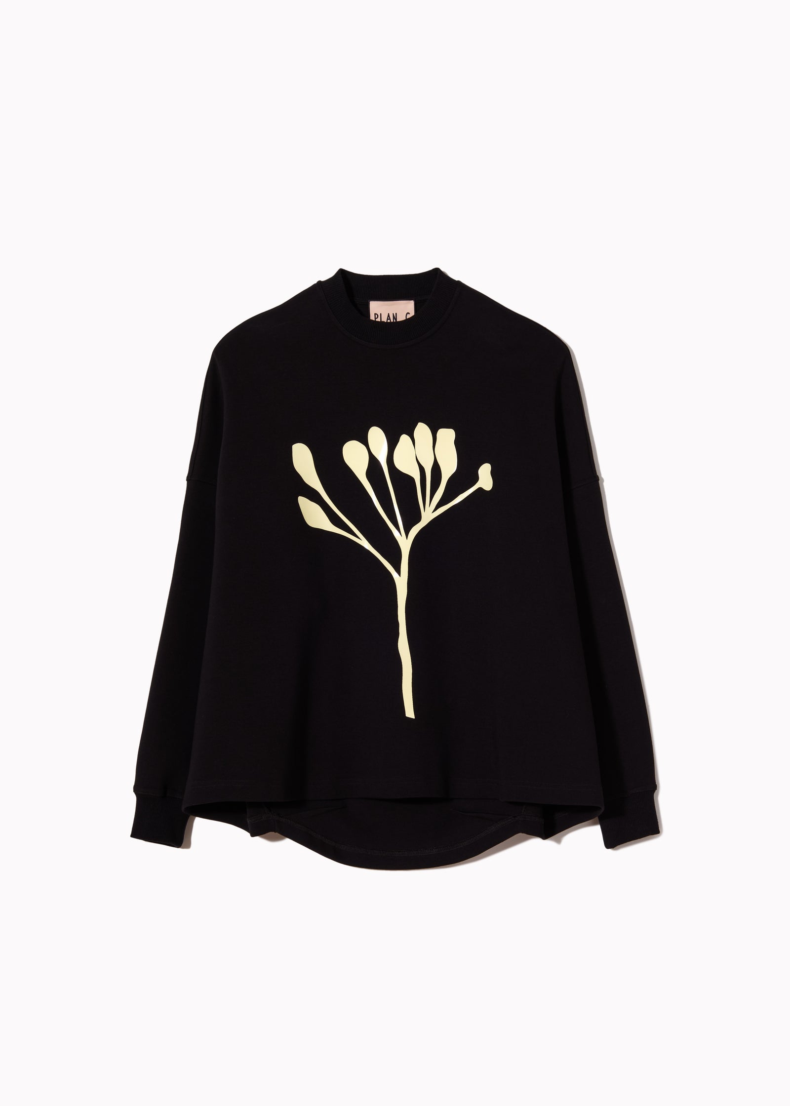 BLACK FLEECE SWEATSHIRT FLOWER PRINT