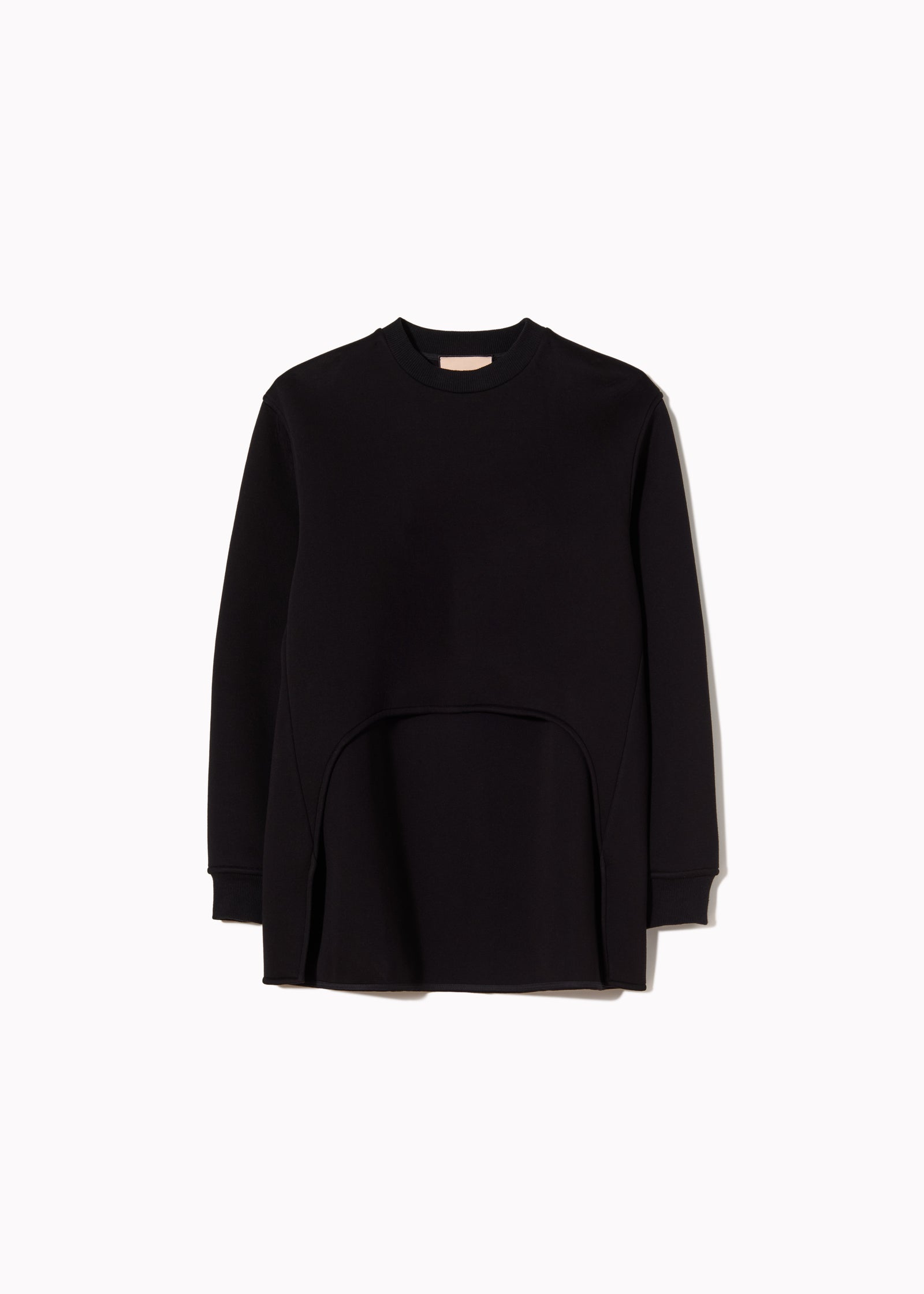 BLACK SWEATSHIRT WITH ROUNDED EDGE