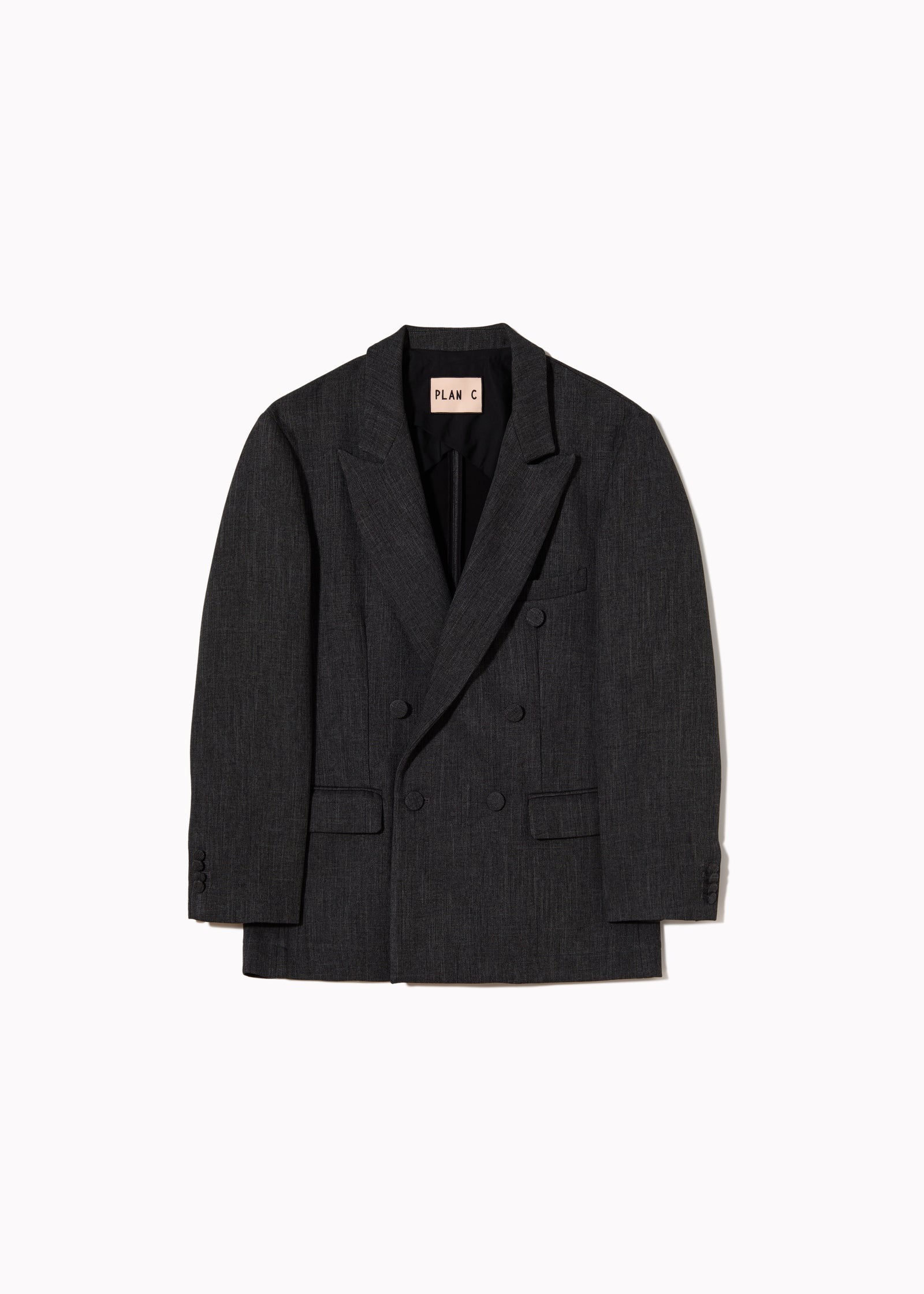 DOUBLE-BREASTED MELANGE TAILORED BLAZER