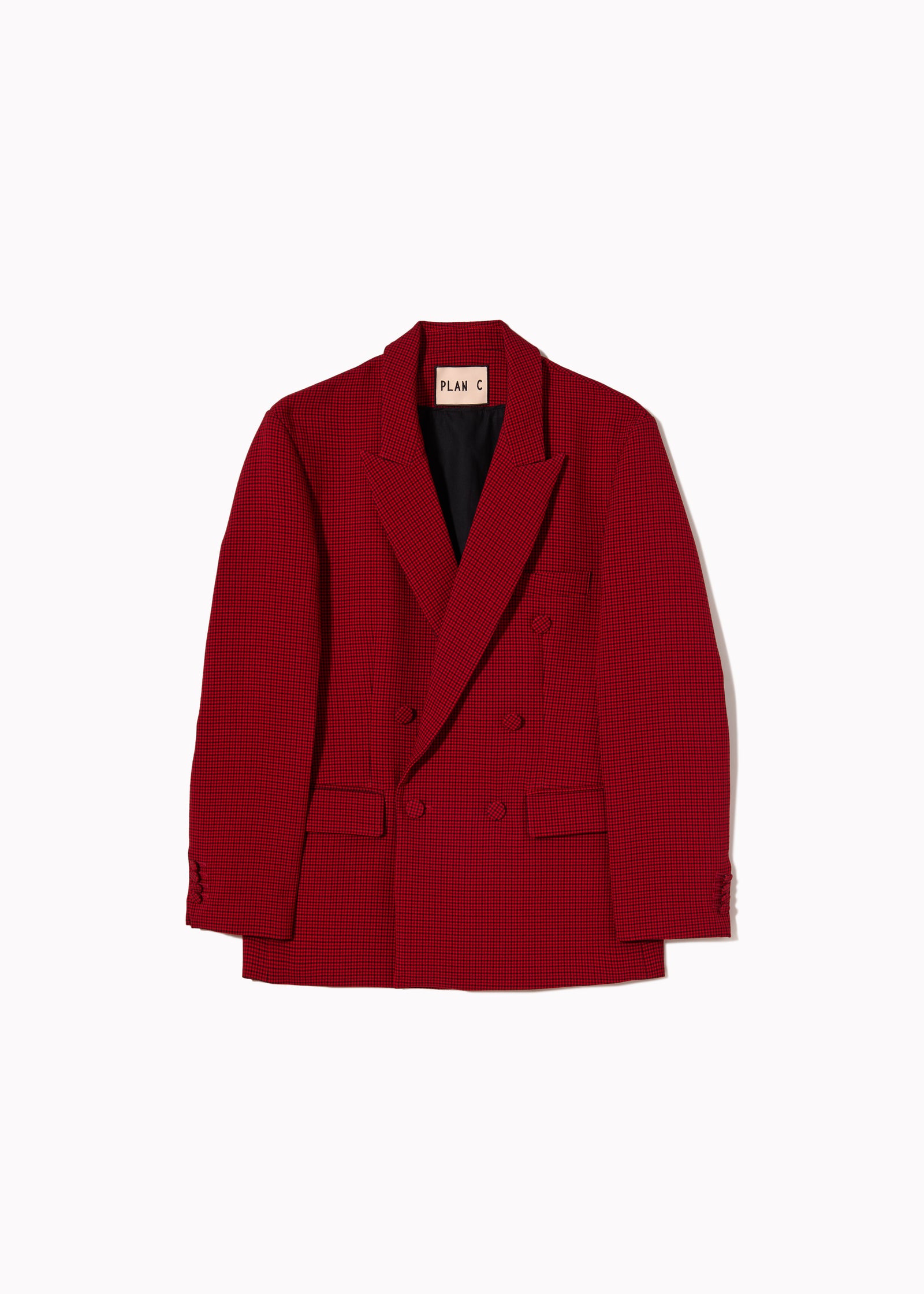 DOUBLE-BREASTED MICROCHECK BLAZER